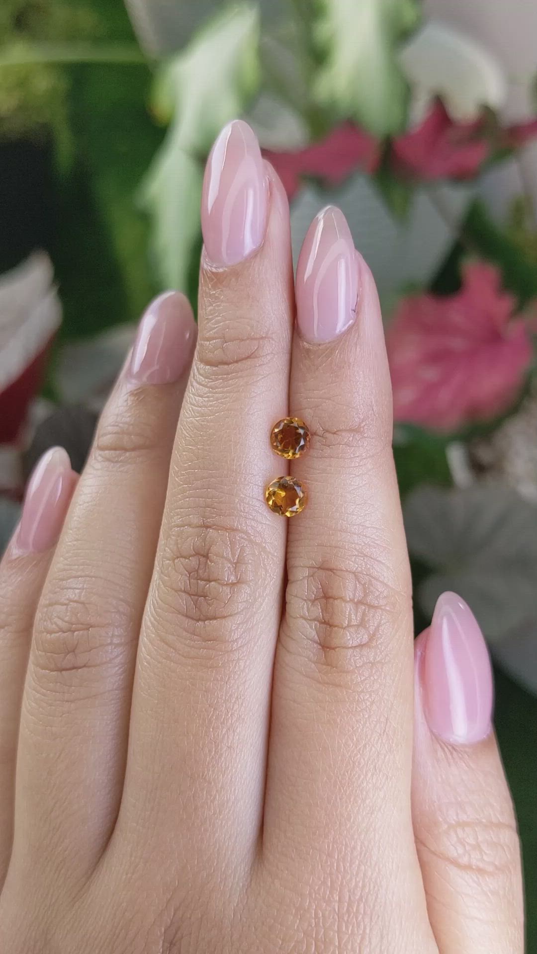 0.90 Ct.Tw.Total Carat Weight Yellowish Orange Madeira Citrine Pair from Brazil Size Video