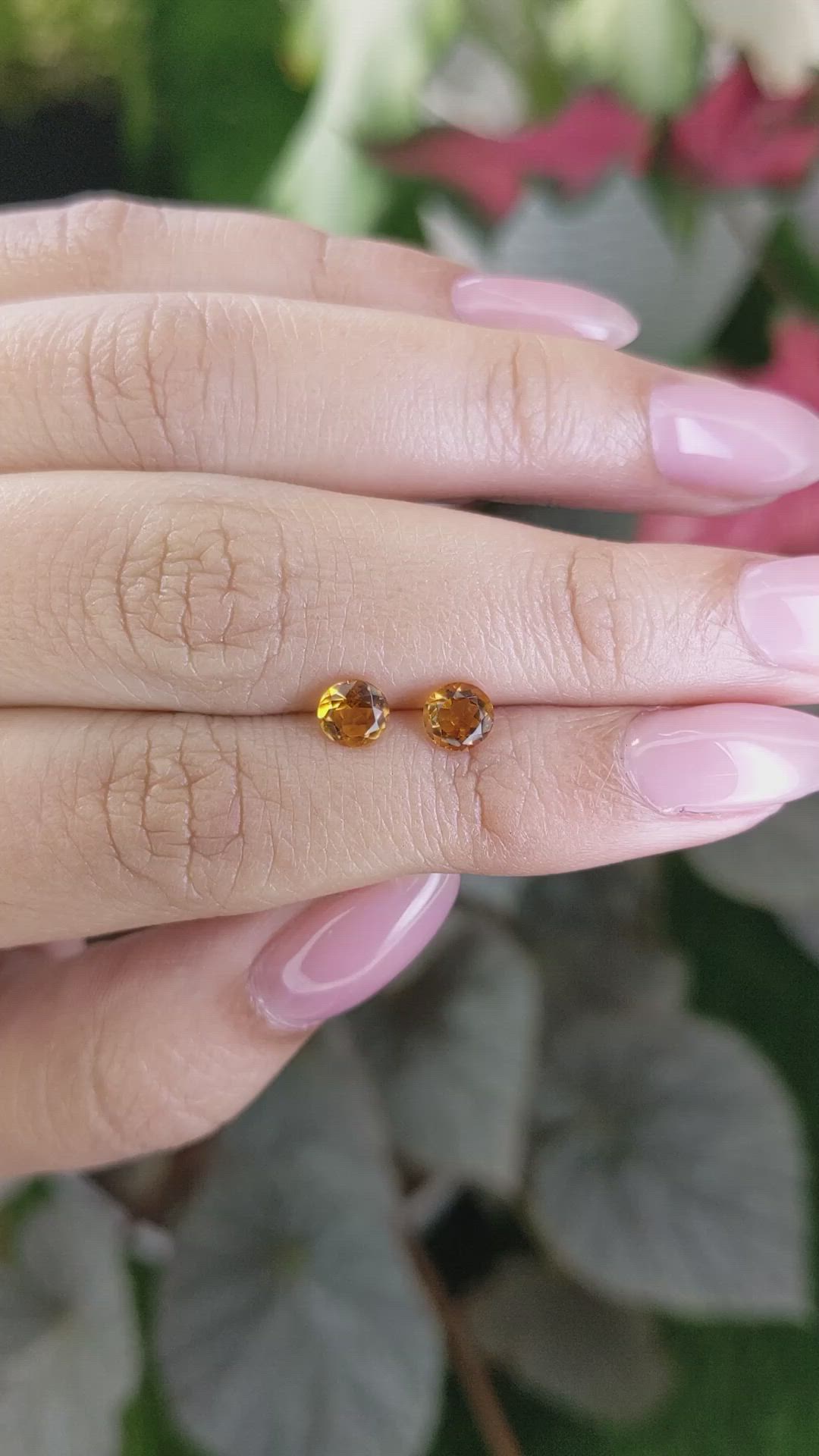 0.90 Ct.Tw.Total Carat Weight Yellowish Orange Madeira Citrine Pair from Brazil Size Video