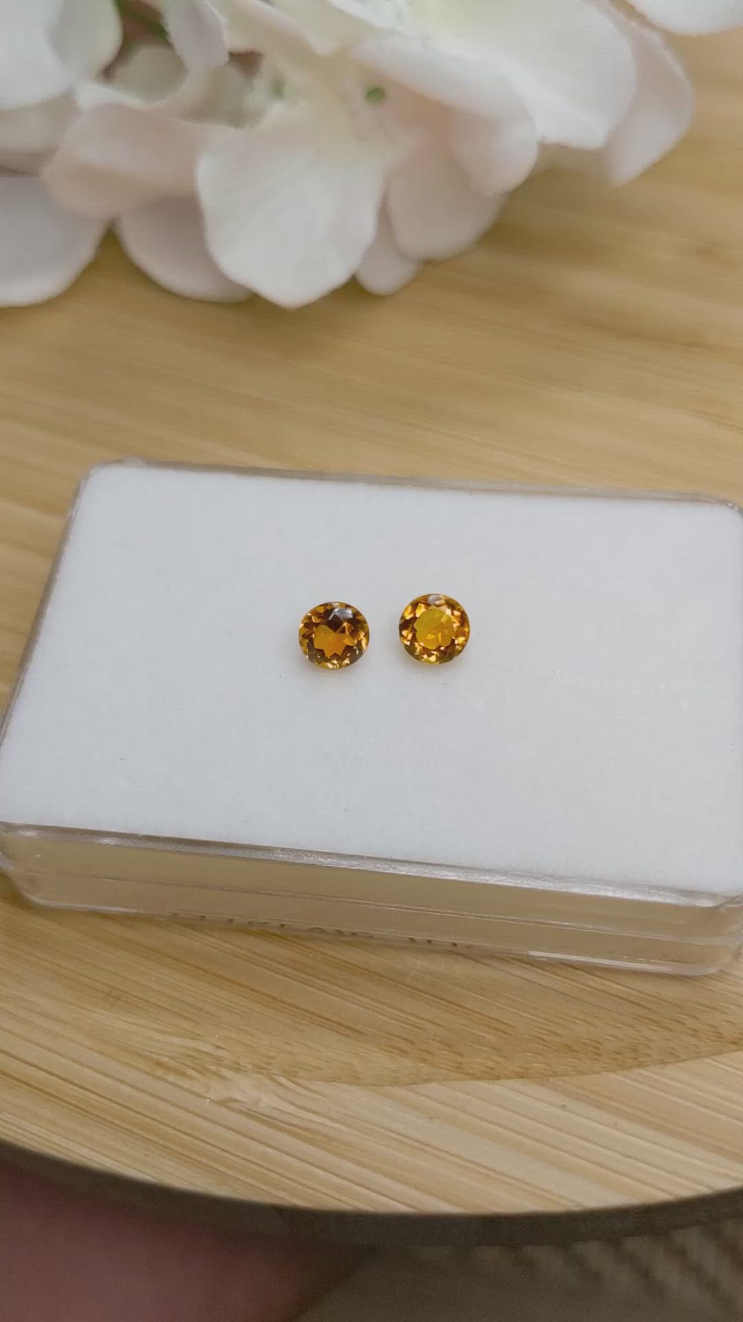0.90 Ct.Tw.Total Carat Weight Yellowish Orange Madeira Citrine Pair from Brazil Size Video