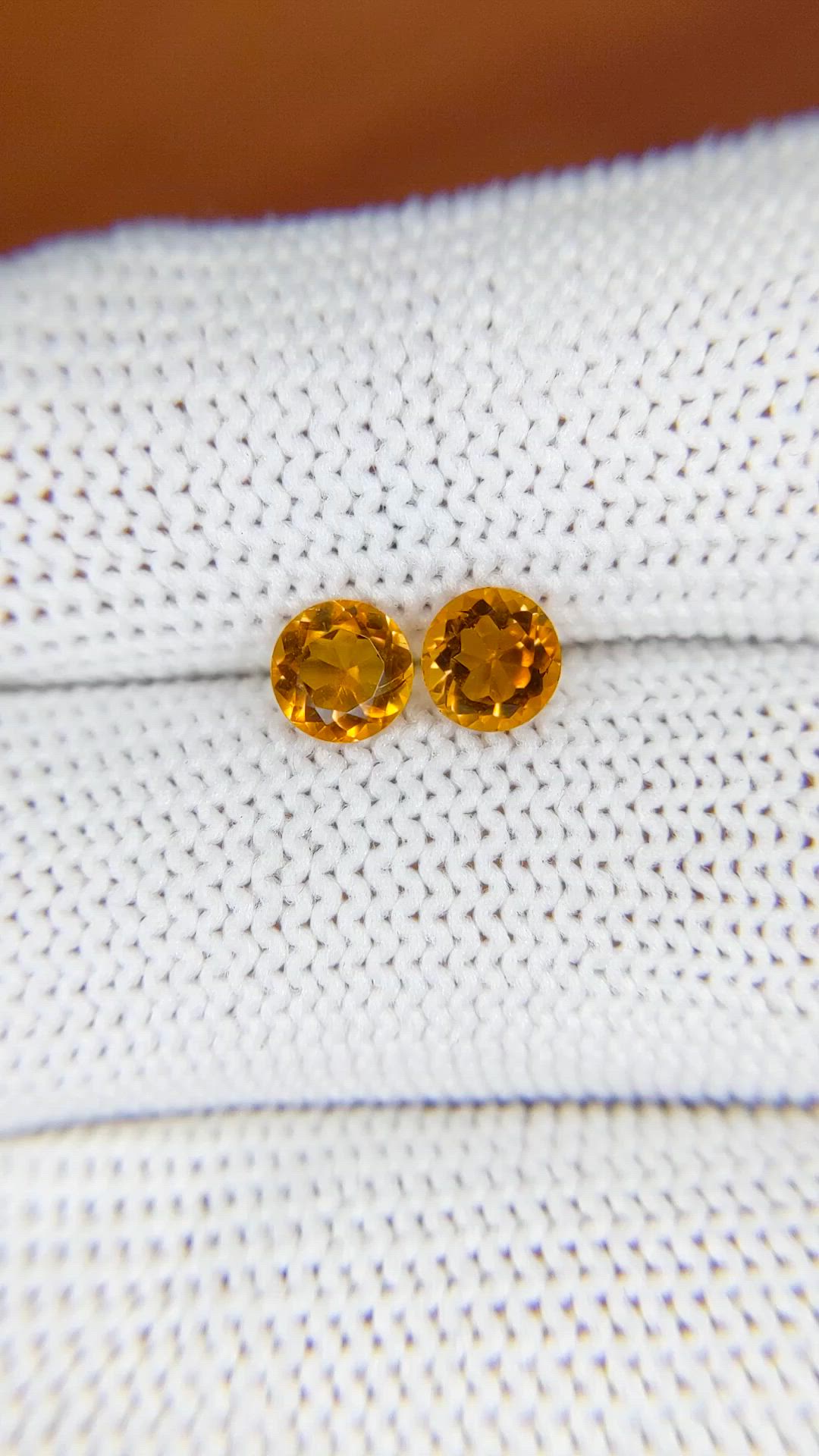 0.90 Ct.Tw.Total Carat Weight Yellowish Orange Madeira Citrine Pair from Brazil Size Video