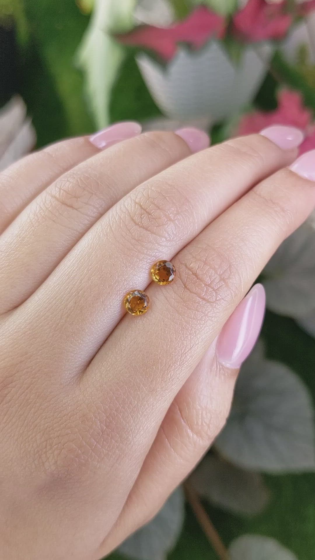 0.90 Ct.Tw.Total Carat Weight Yellowish Orange Madeira Citrine Pair from Brazil Size Video