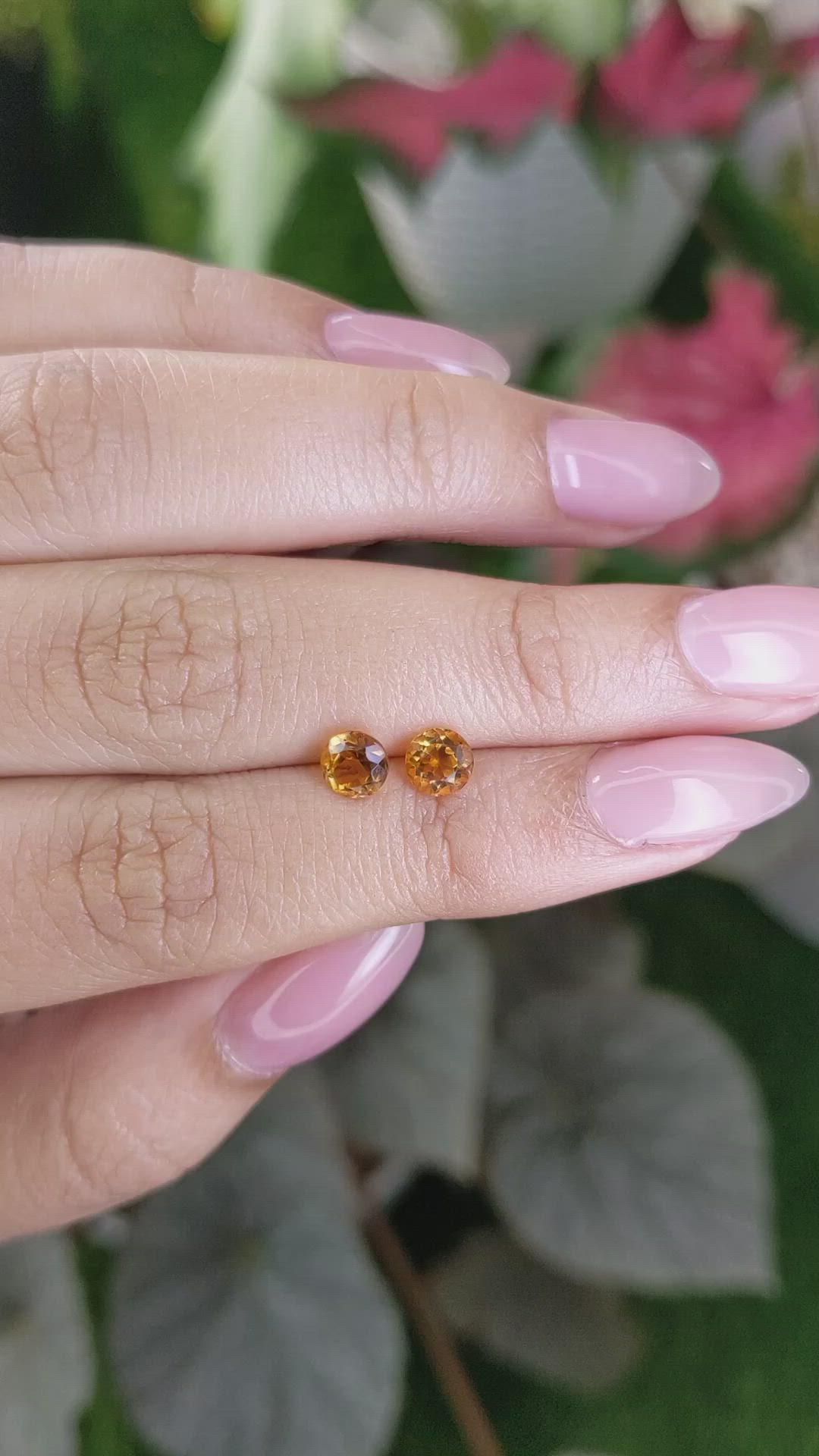 0.98 Ct.Tw.Total Carat Weight Yellowish Orange Madeira Citrine Pair from Brazil Size Video