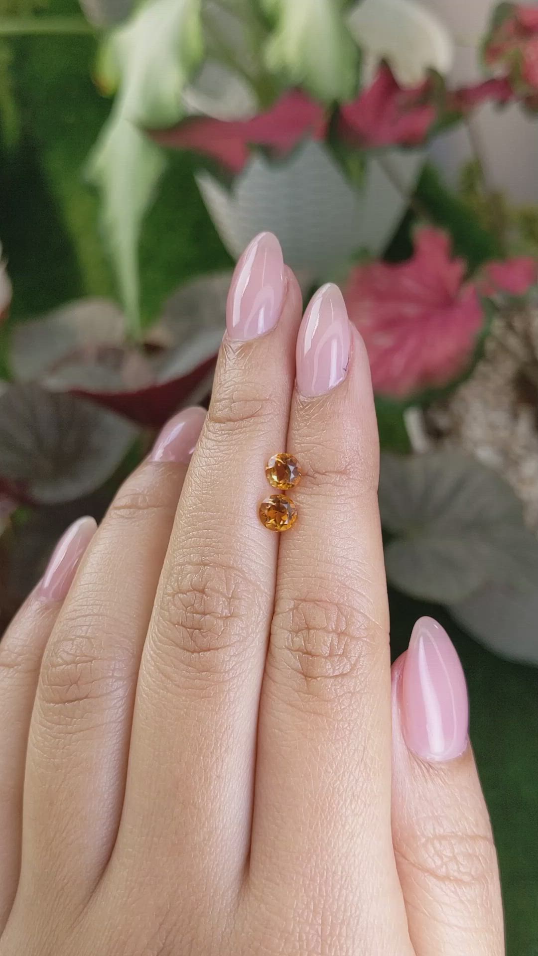 0.98 Ct.Tw.Total Carat Weight Yellowish Orange Madeira Citrine Pair from Brazil Size Video