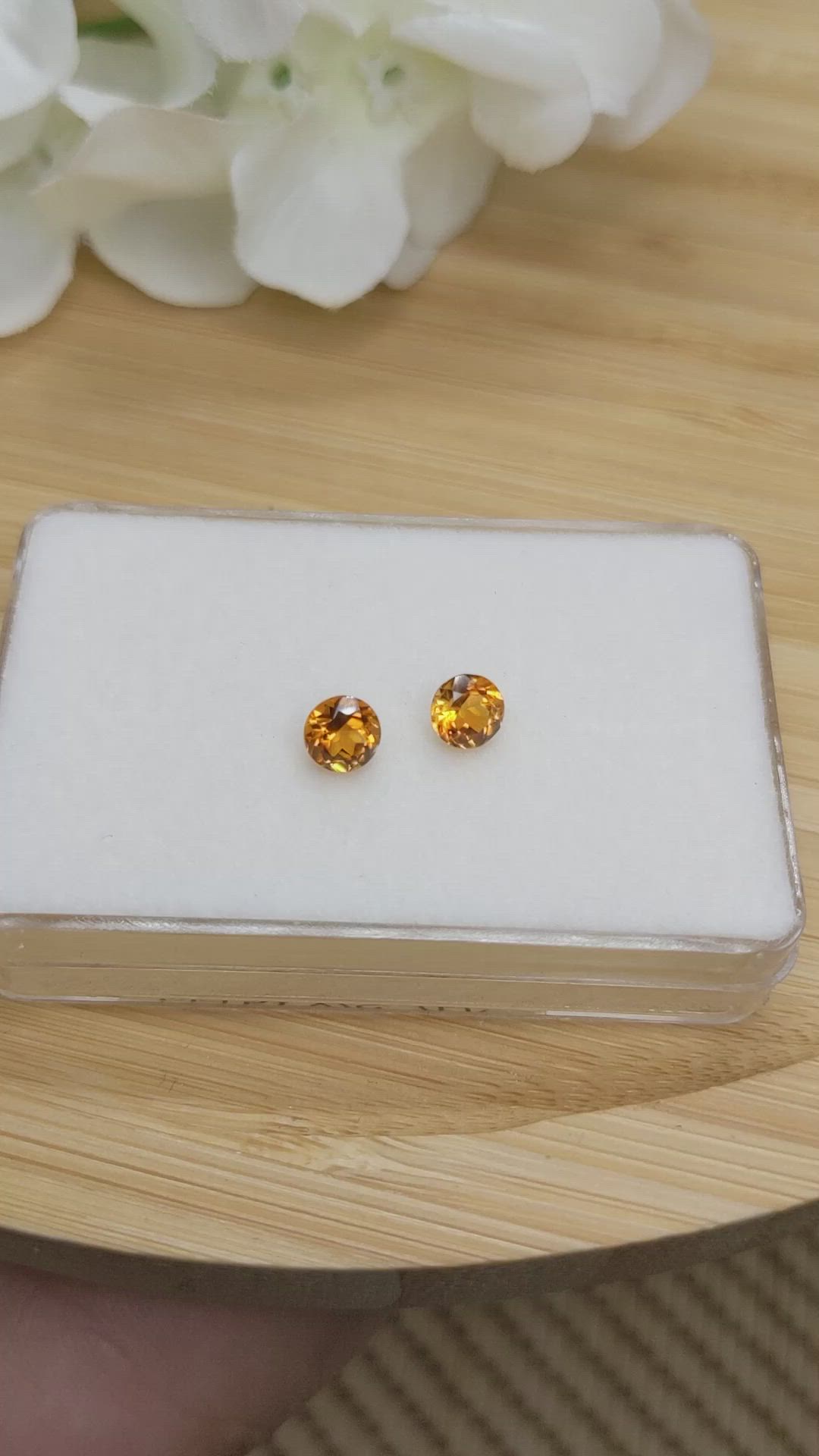 0.98 Ct.Tw.Total Carat Weight Yellowish Orange Madeira Citrine Pair from Brazil Size Video