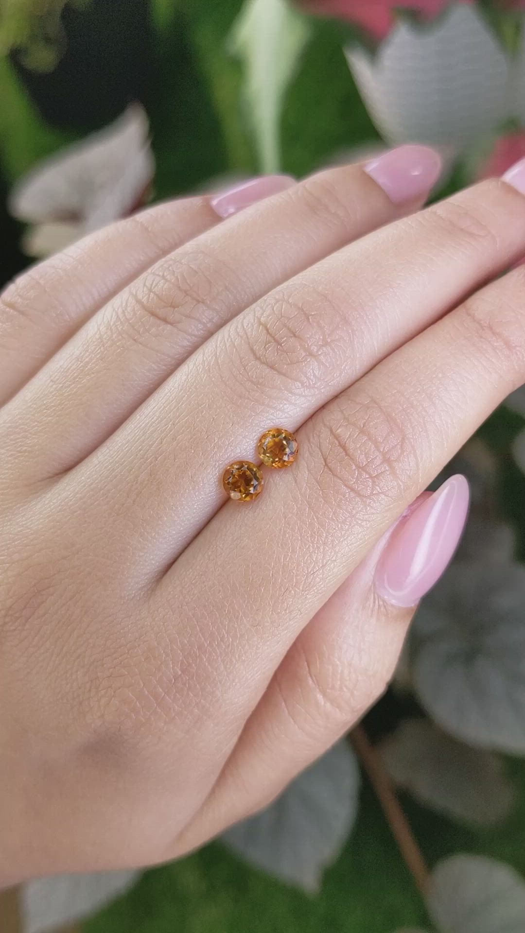 0.98 Ct.Tw.Total Carat Weight Yellowish Orange Madeira Citrine Pair from Brazil Size Video