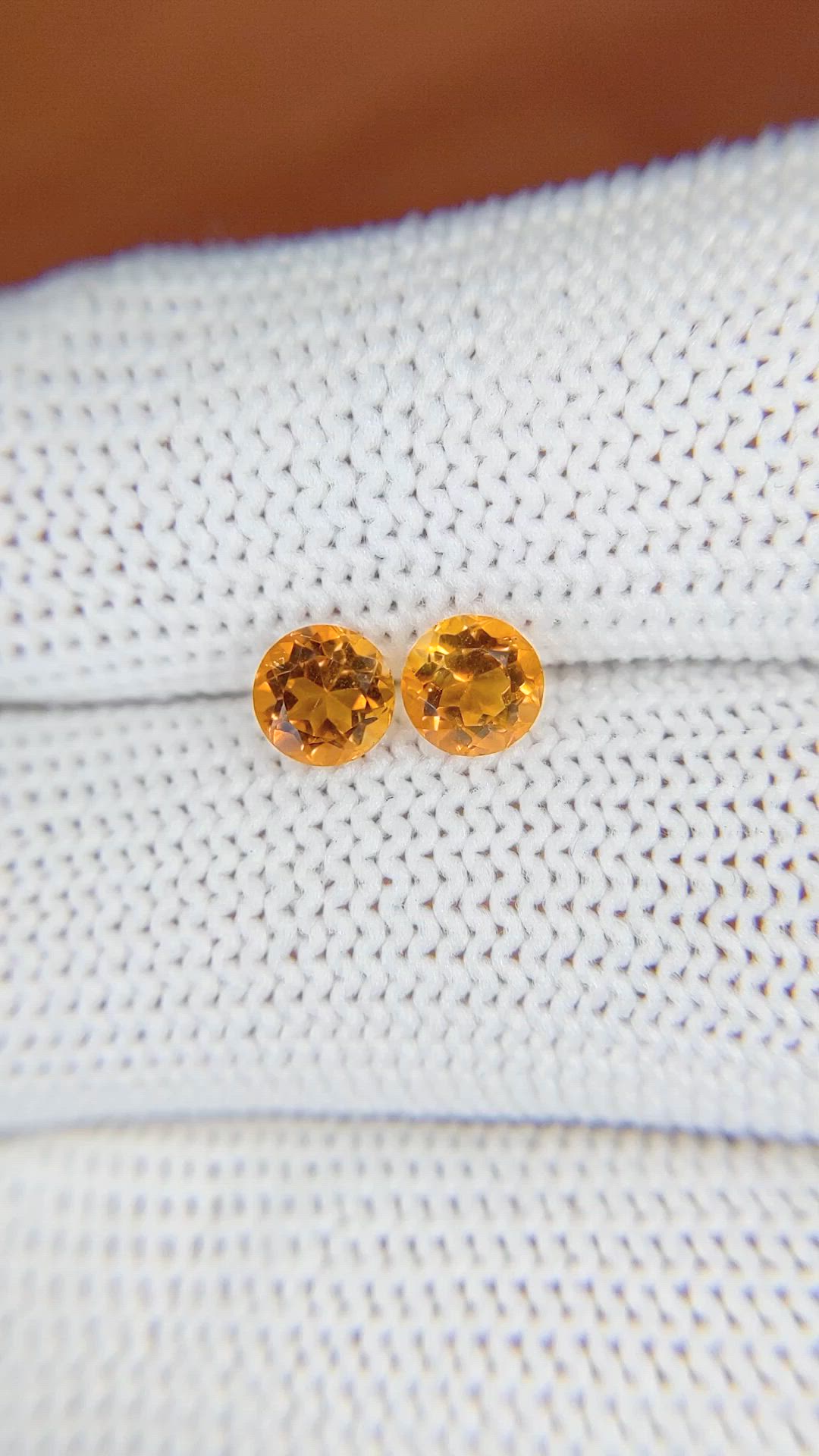 0.98 Ct.Tw.Total Carat Weight Yellowish Orange Madeira Citrine Pair from Brazil Size Video