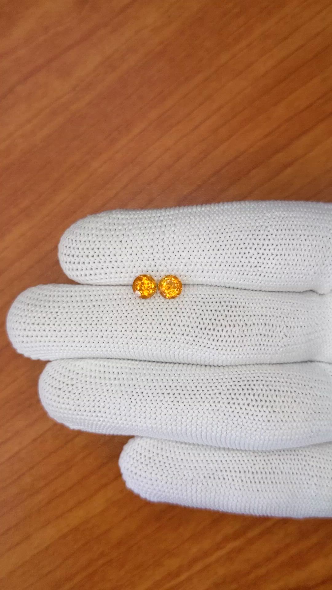 0.98 Ct.Tw.Total Carat Weight Yellowish Orange Madeira Citrine Pair from Brazil Size Video