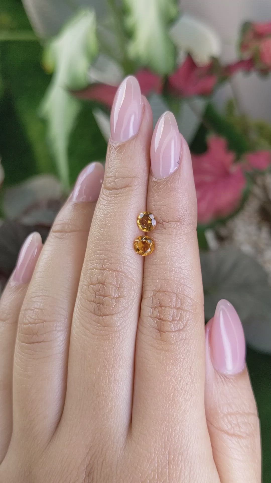 0.87&nbsp;Ct.Tw.Total Carat Weight Yellowish Orange Madeira Citrine Pair from Brazil Size Video