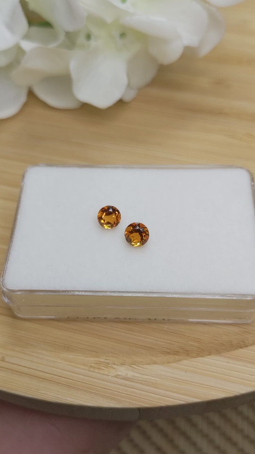 0.97 Ct.Tw.Total Carat Weight Reddish Orange Madeira Citrine Pair from Brazil Size Video