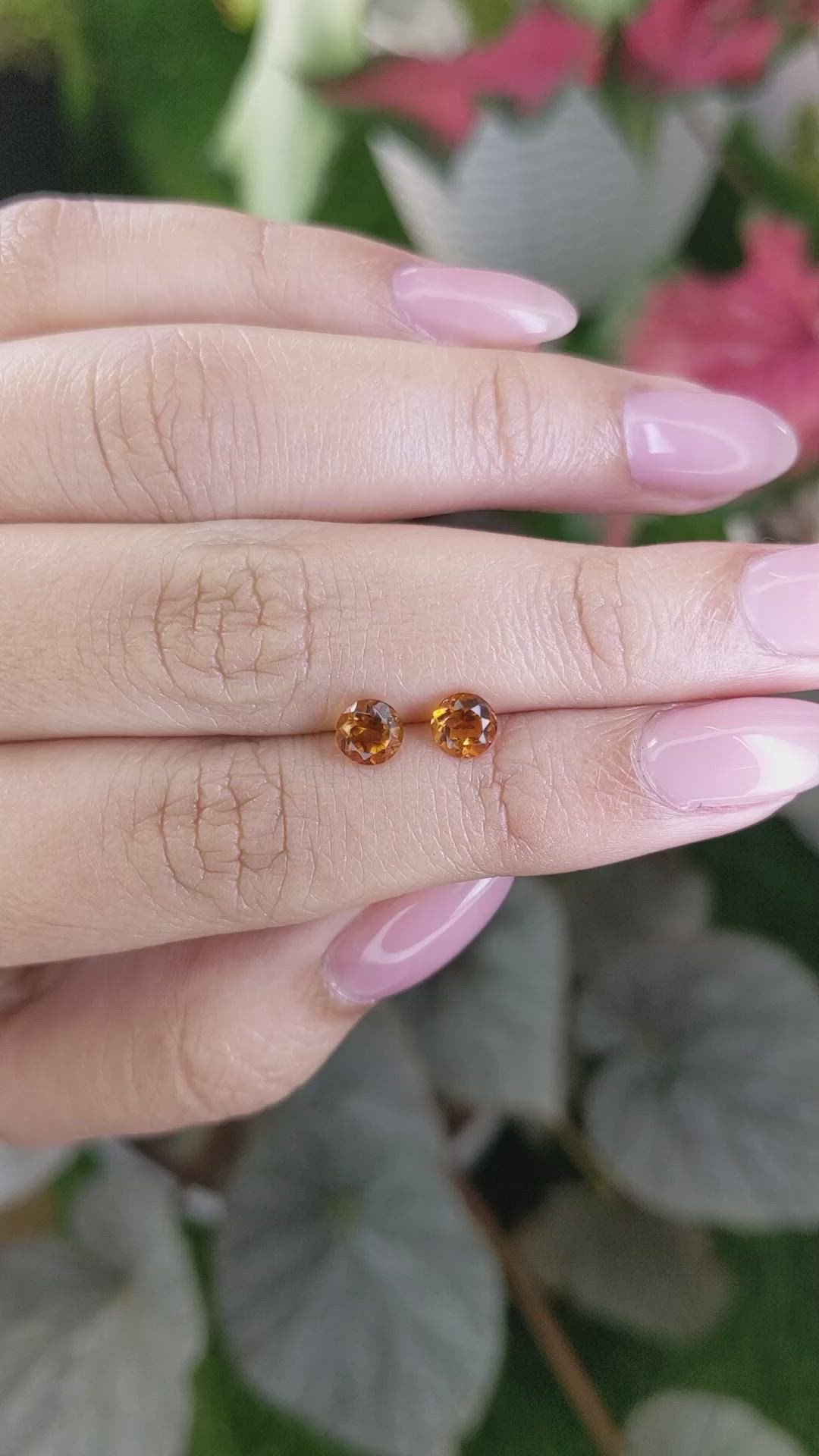 0.97 Ct.Tw.Total Carat Weight Reddish Orange Madeira Citrine Pair from Brazil Size Video