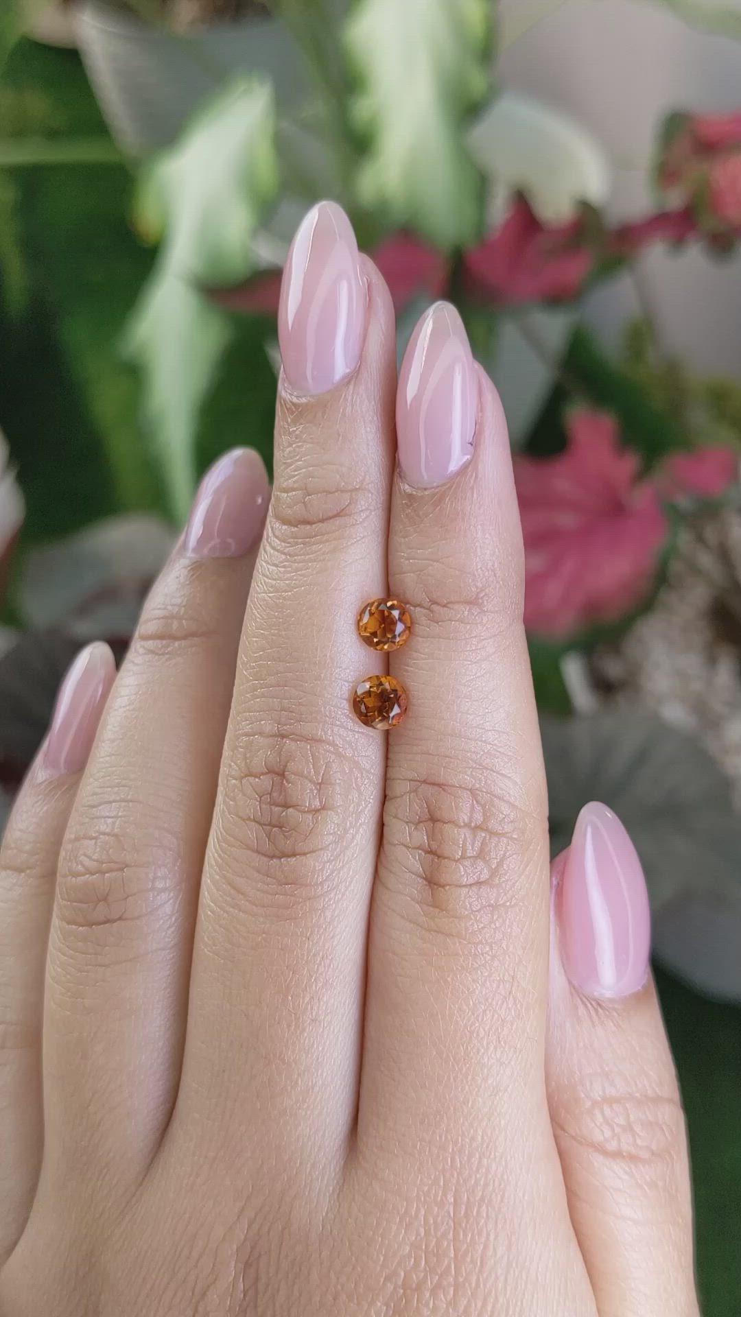 0.97 Ct.Tw.Total Carat Weight Reddish Orange Madeira Citrine Pair from Brazil Size Video