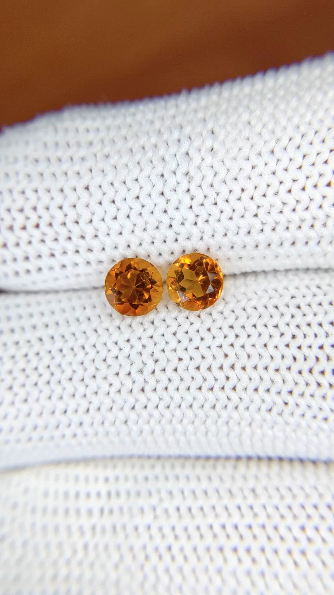 0.97 Ct.Tw.Total Carat Weight Reddish Orange Madeira Citrine Pair from Brazil Size Video