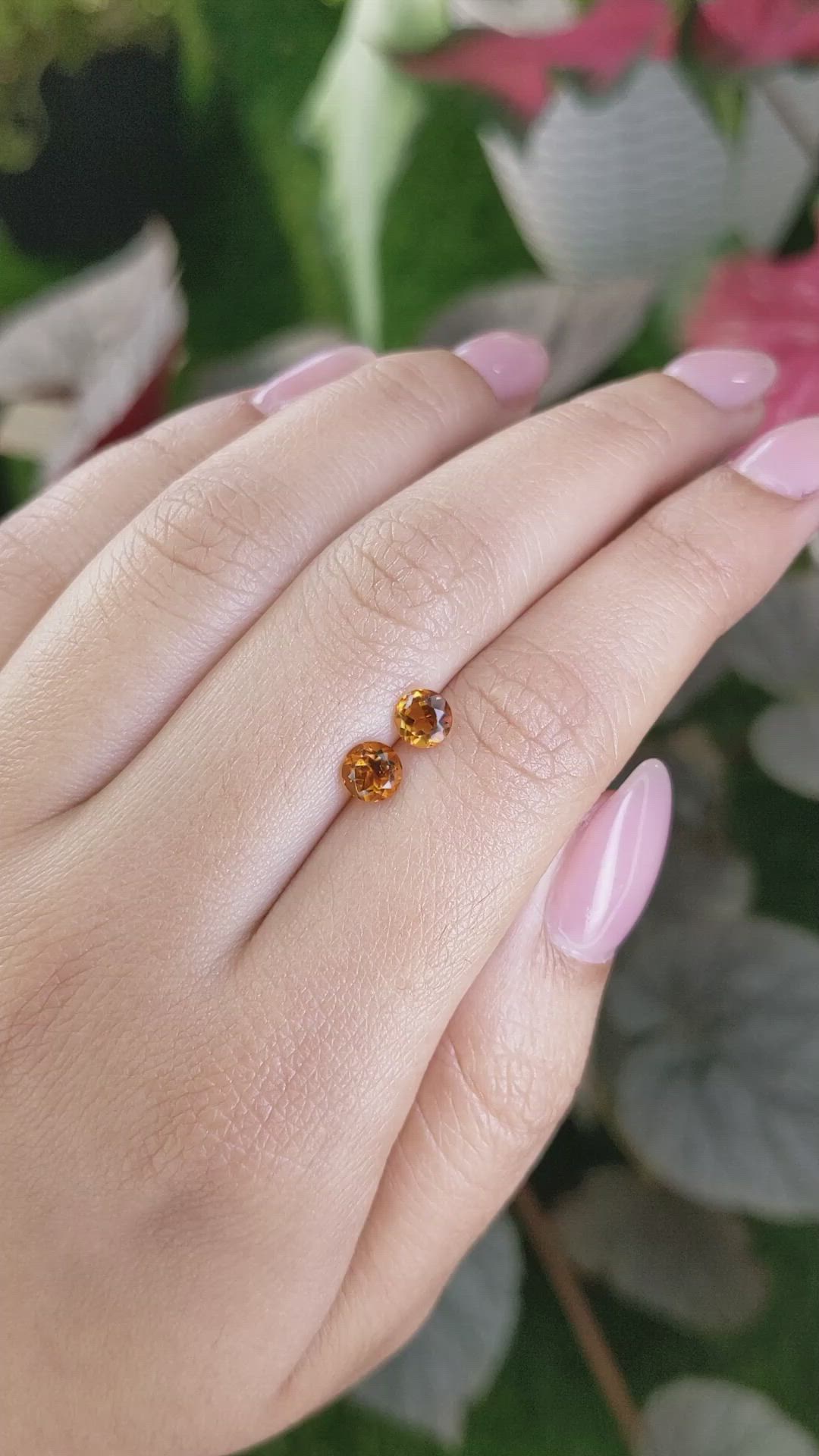 0.97 Ct.Tw.Total Carat Weight Reddish Orange Madeira Citrine Pair from Brazil Size Video