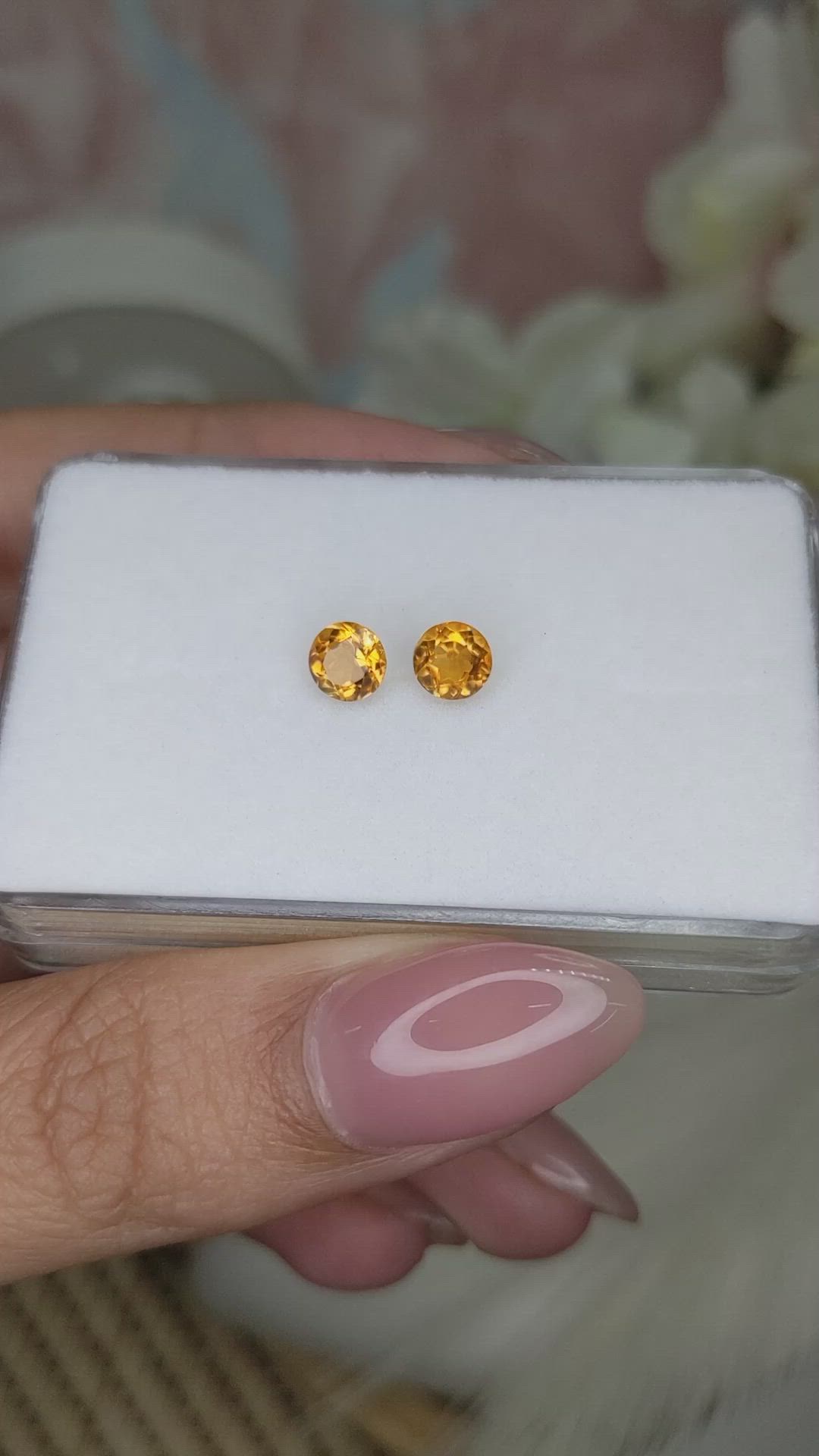 0.90 Ct.Tw.Total Carat Weight Yellowish Orange Madeira Citrine Pair from Brazil Size Video