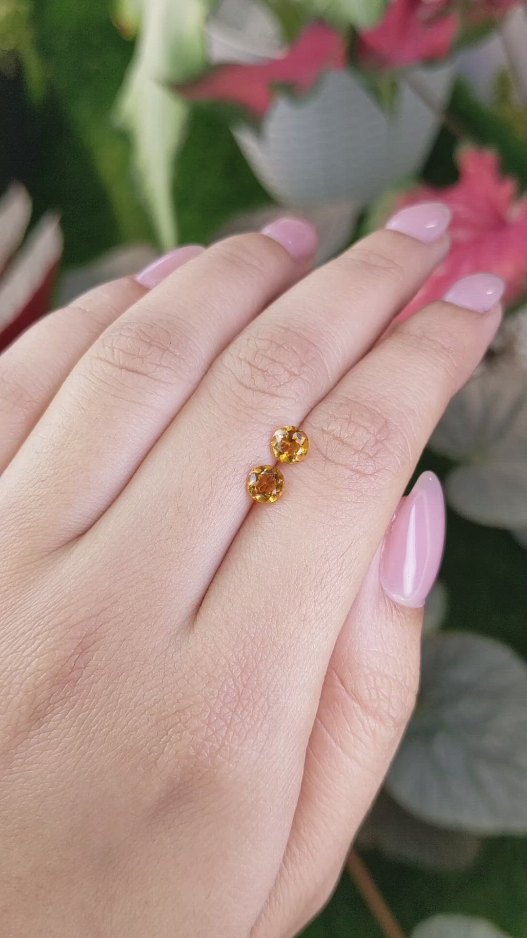 0.90 Ct.Tw.Total Carat Weight Yellowish Orange Madeira Citrine Pair from Brazil Size Video