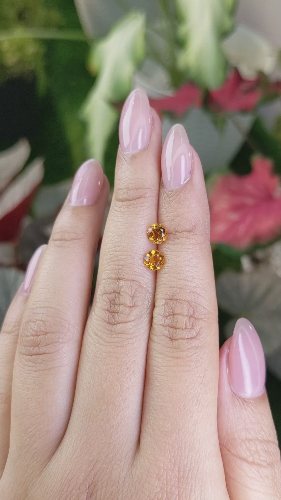 0.90 Ct.Tw.Total Carat Weight Yellowish Orange Madeira Citrine Pair from Brazil Size Video