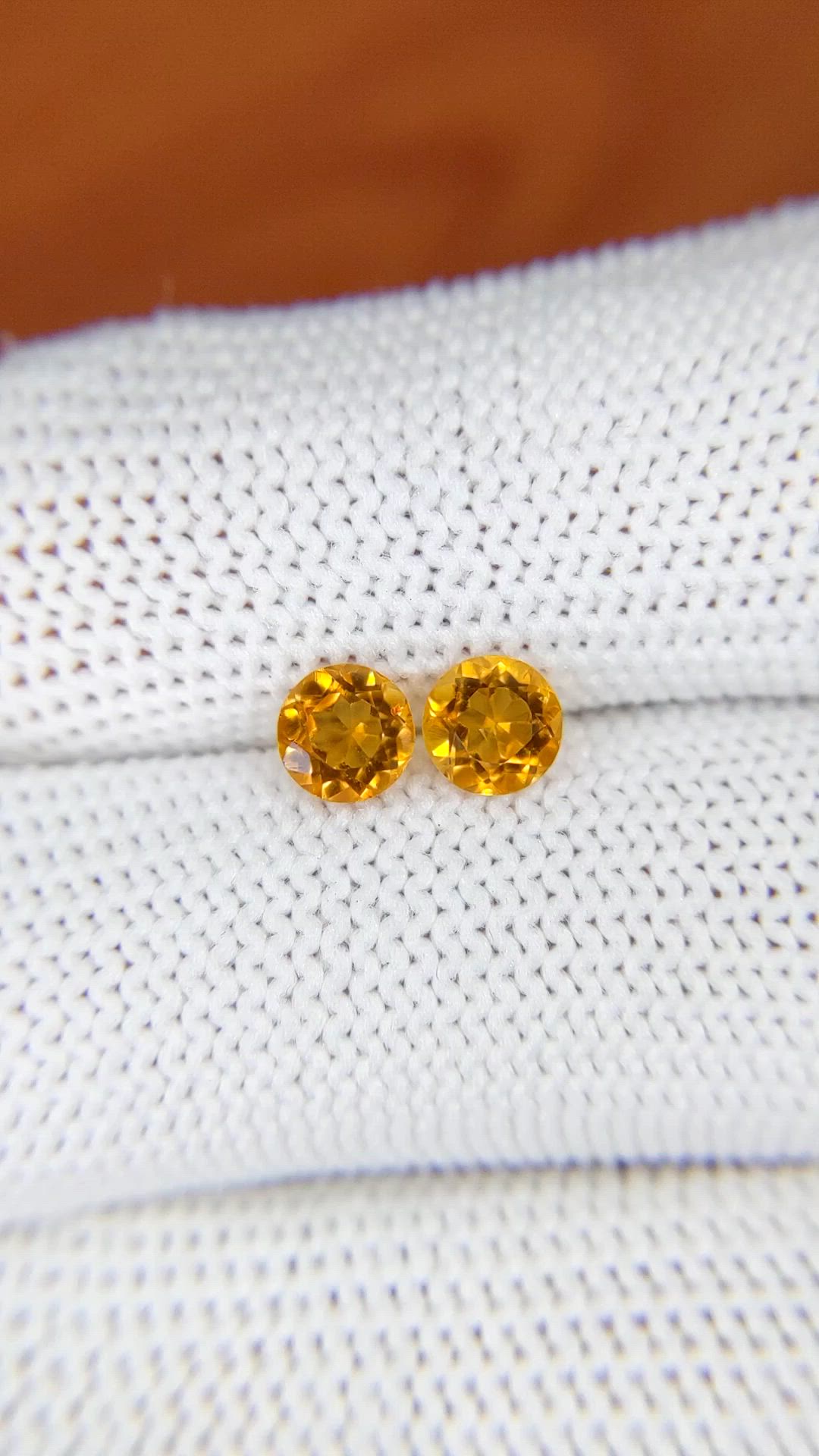 0.90 Ct.Tw.Total Carat Weight Yellowish Orange Madeira Citrine Pair from Brazil Size Video