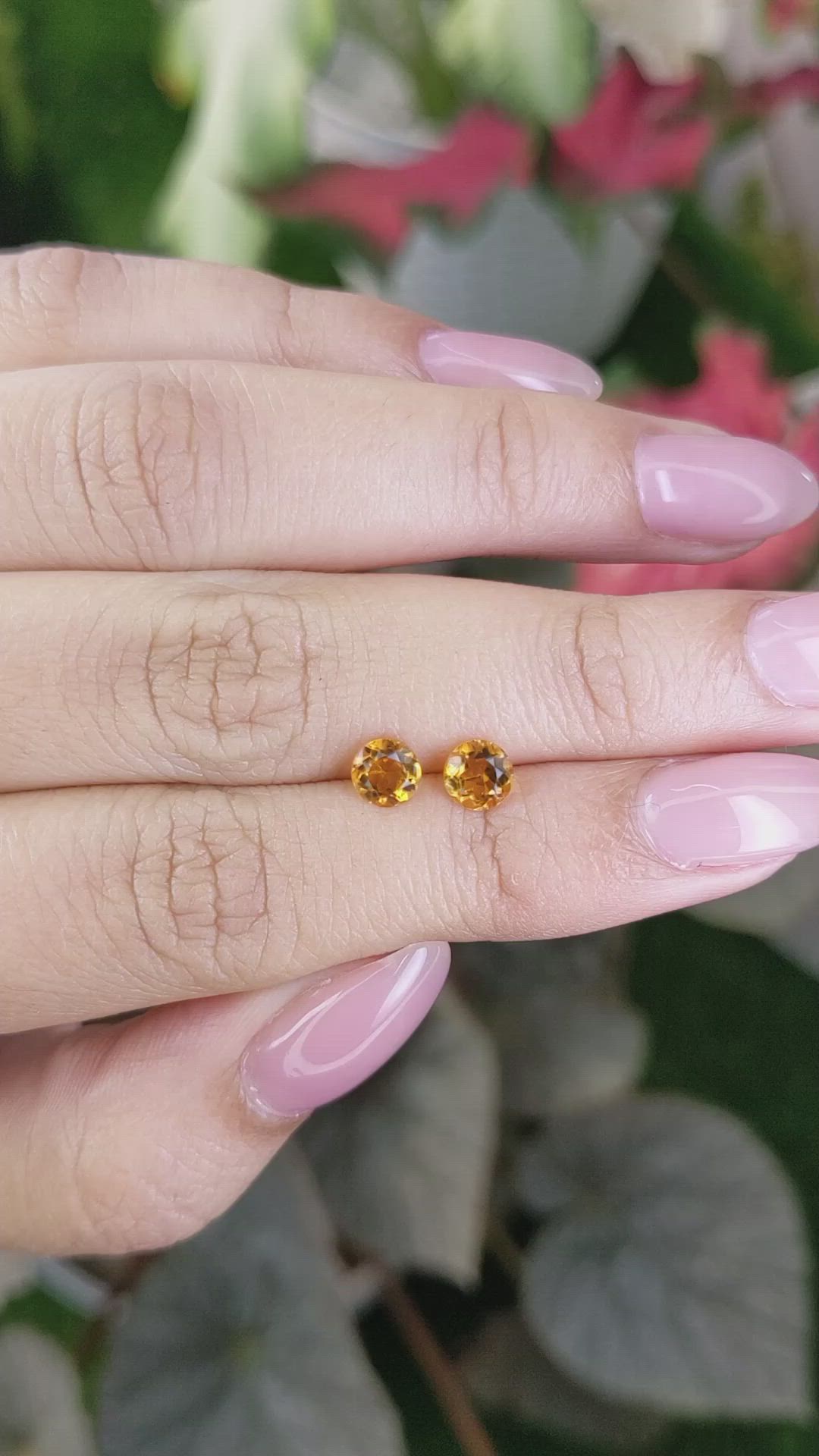 0.90 Ct.Tw.Total Carat Weight Yellowish Orange Madeira Citrine Pair from Brazil Size Video