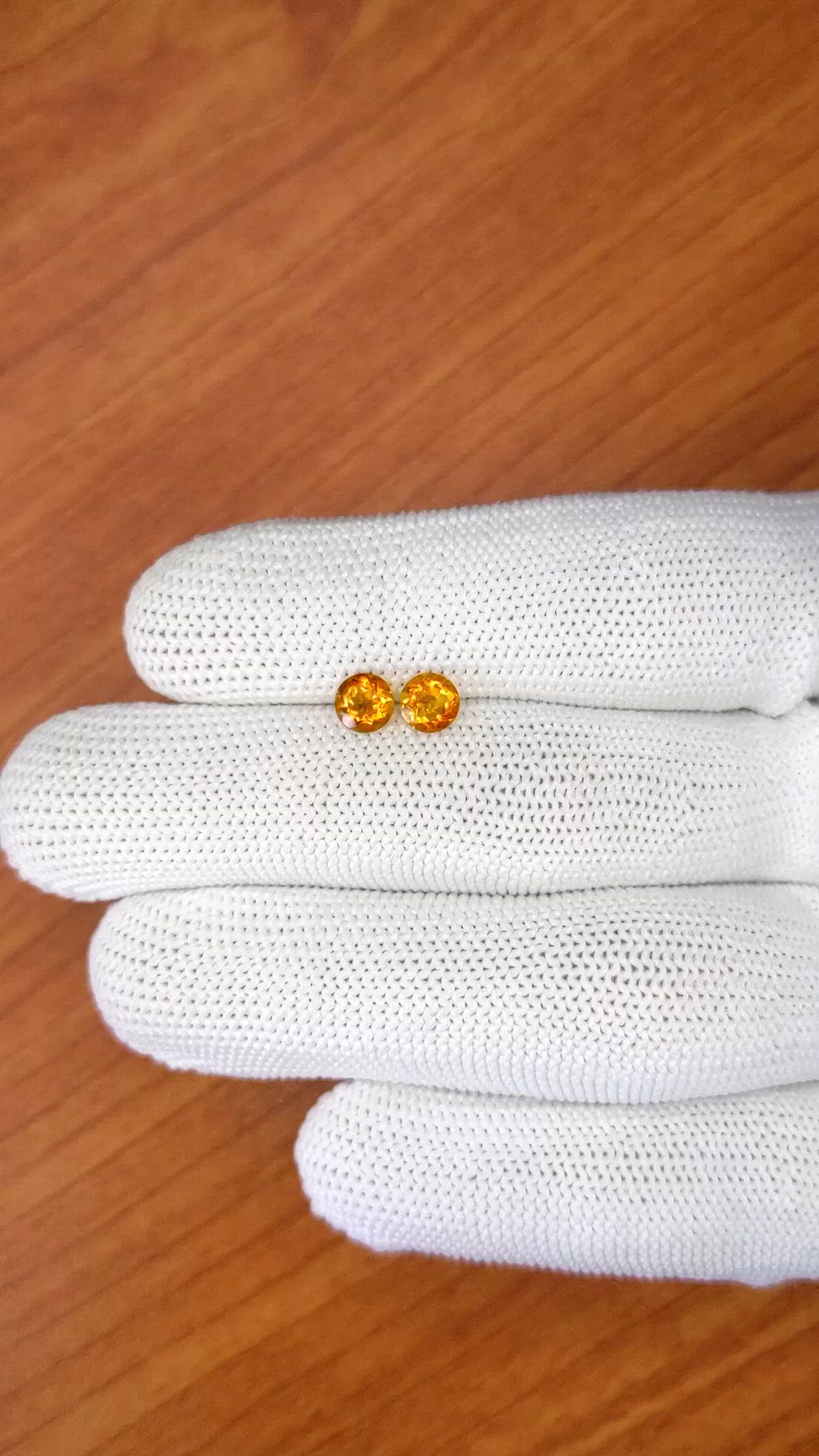 0.92&nbsp;Ct.Tw.Total Carat Weight Orange Madeira Citrine Pair from Brazil Size Video