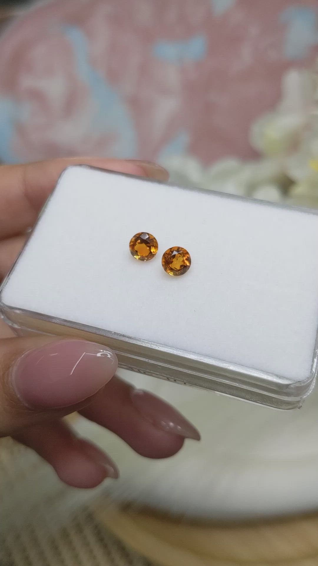 0.95&nbsp;Ct.Tw.Total Carat Weight Orange Madeira Citrine Pair from Brazil Size Video