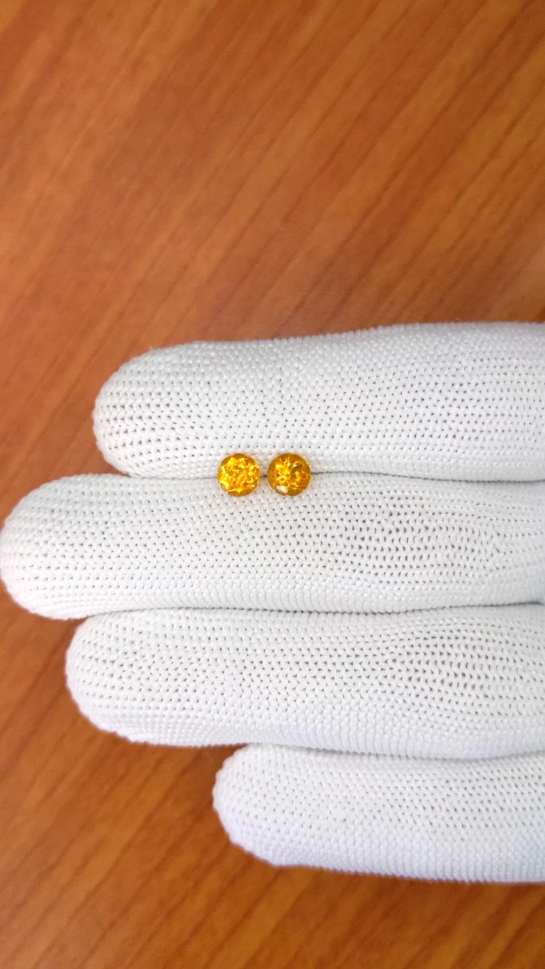 0.98 Ct.Tw.Total Carat Weight Yellowish Orange Madeira Citrine Pair from Brazil Size Video