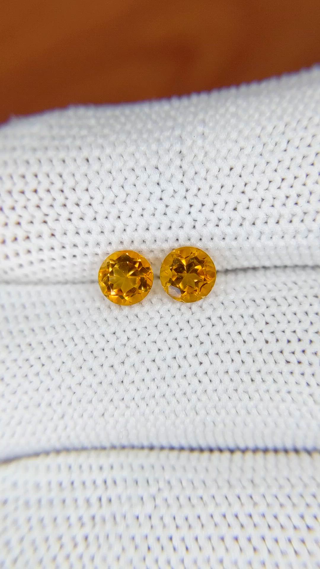0.98 Ct.Tw.Total Carat Weight Yellowish Orange Madeira Citrine Pair from Brazil Size Video