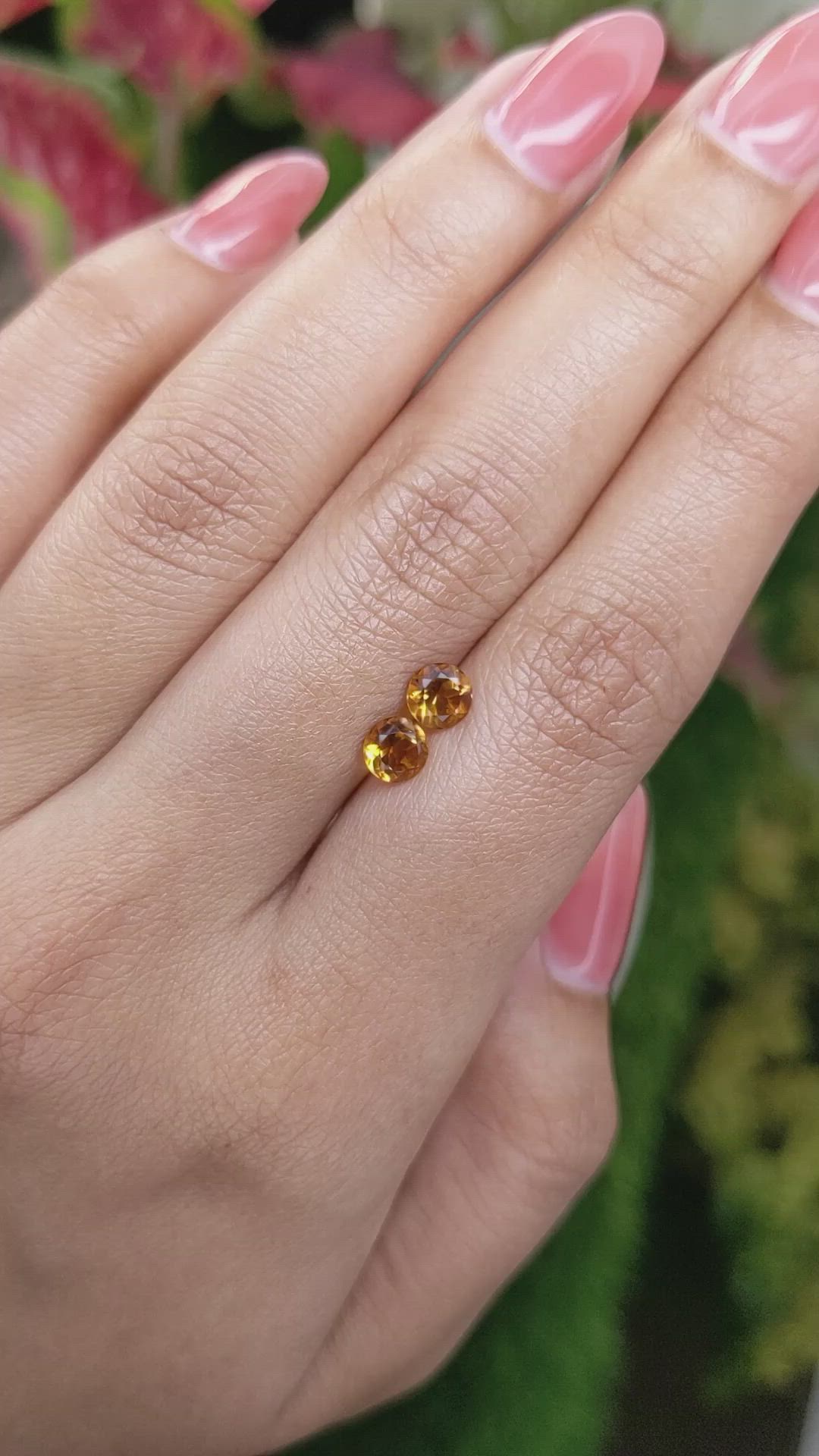 0.98 Ct.Tw.Total Carat Weight Yellowish Orange Madeira Citrine Pair from Brazil Size Video