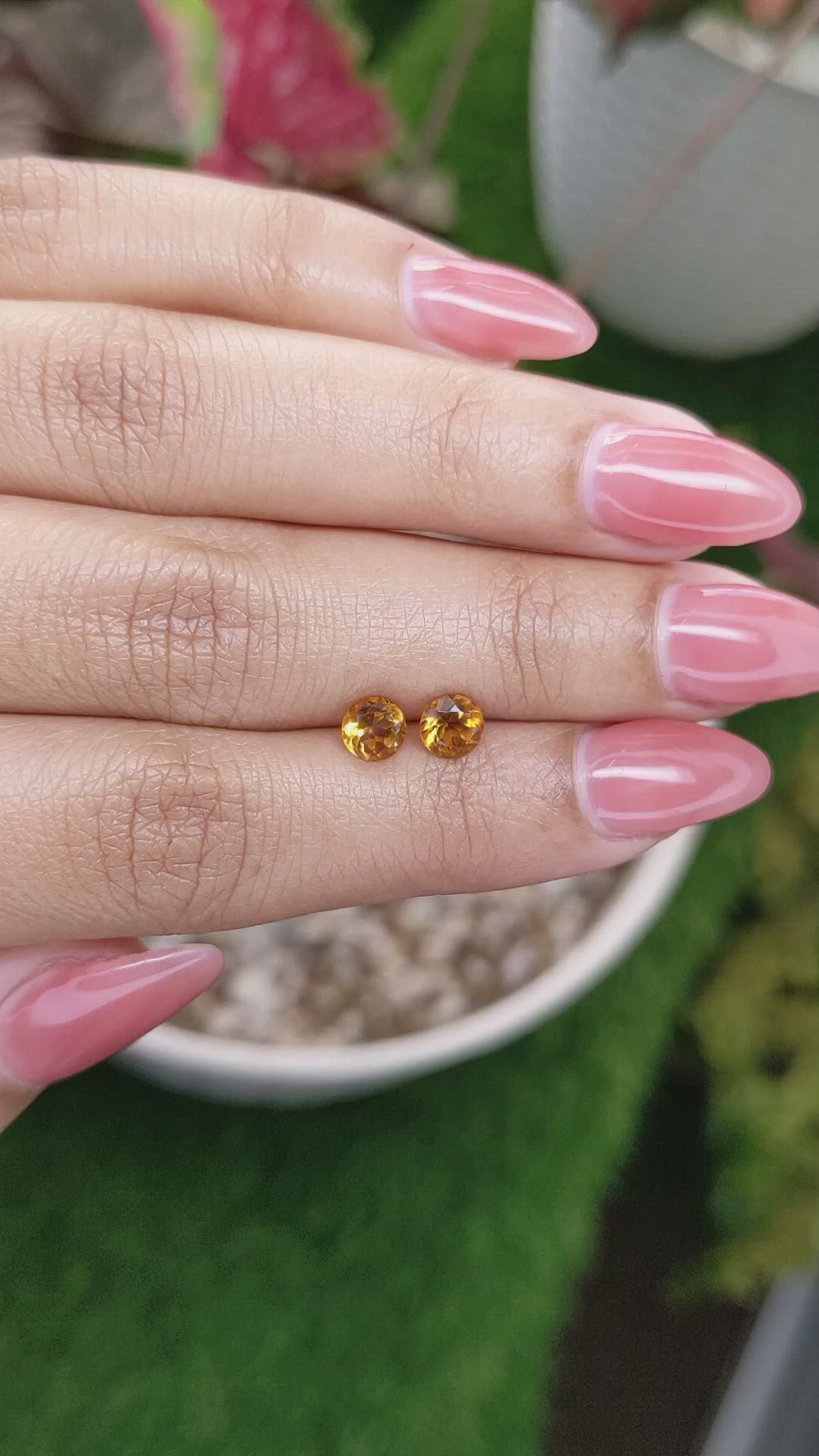 0.98 Ct.Tw.Total Carat Weight Yellowish Orange Madeira Citrine Pair from Brazil Size Video