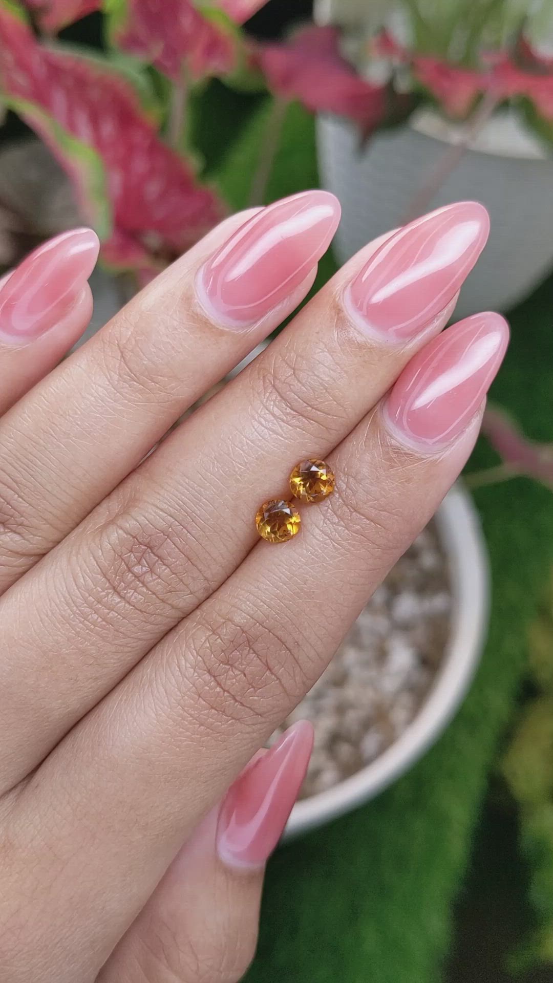 0.98 Ct.Tw.Total Carat Weight Yellowish Orange Madeira Citrine Pair from Brazil Size Video