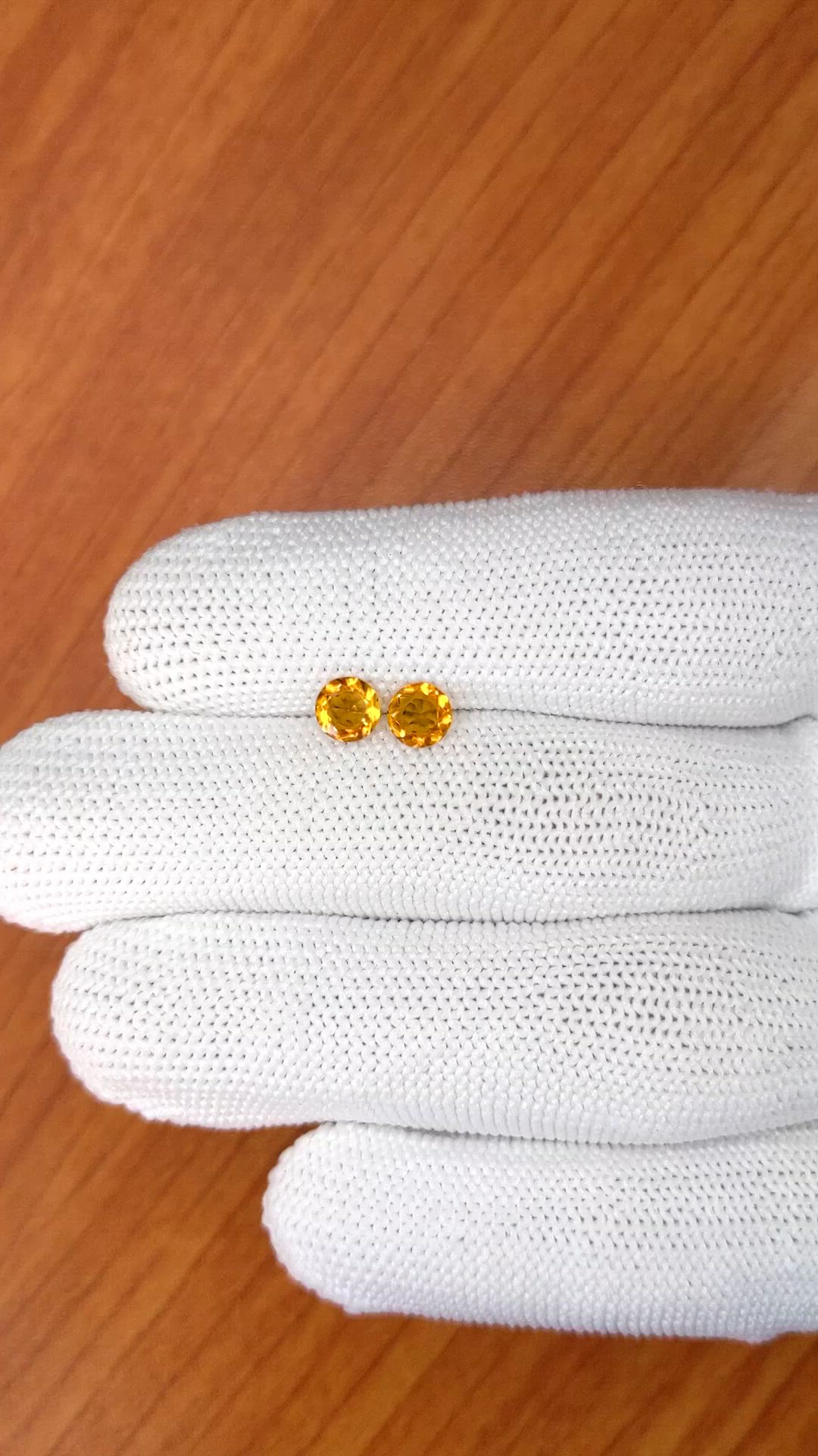 0.80&nbsp;Ct.Tw.Total Carat Weight Orange Madeira Citrine Pair from Brazil Size Video
