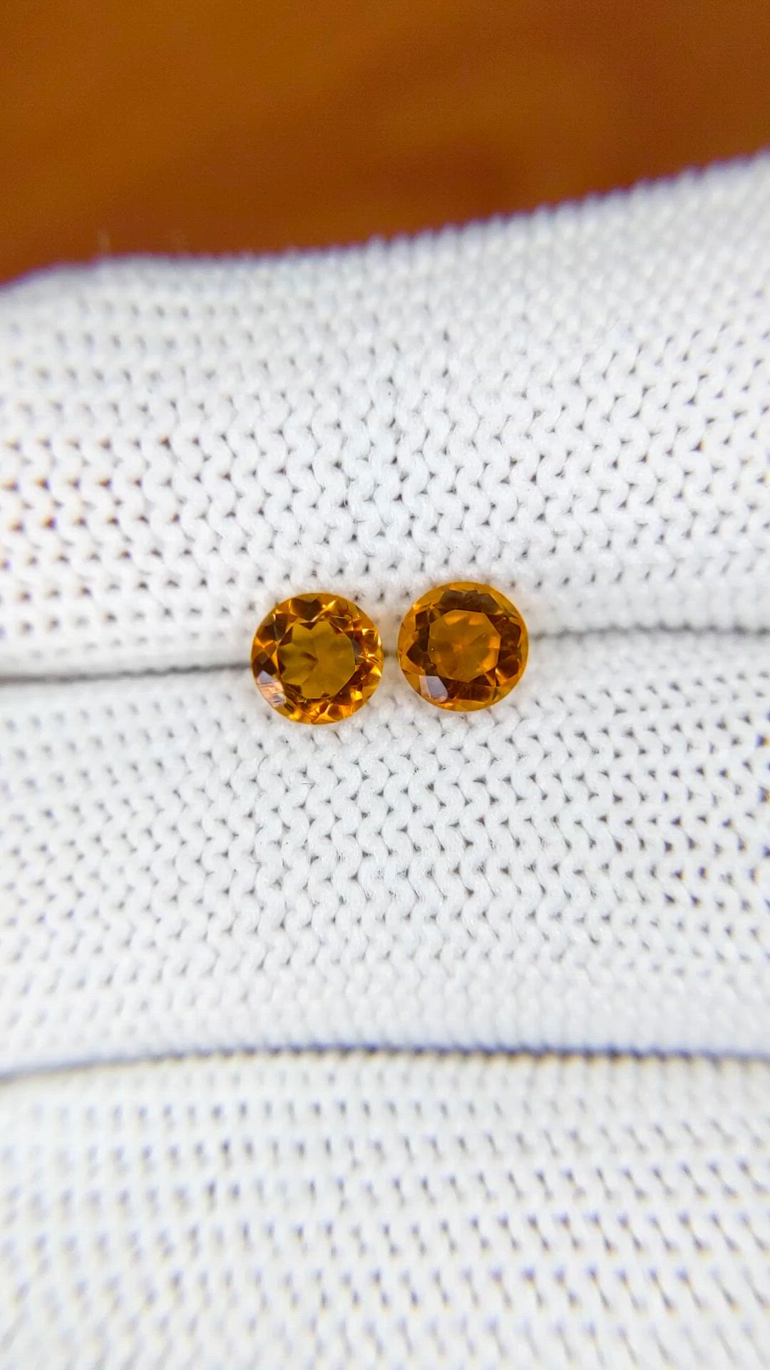 0.88&nbsp;Ct.Tw.Total Carat Weight Reddish Orange Madeira Citrine Pair from Brazil Size Video