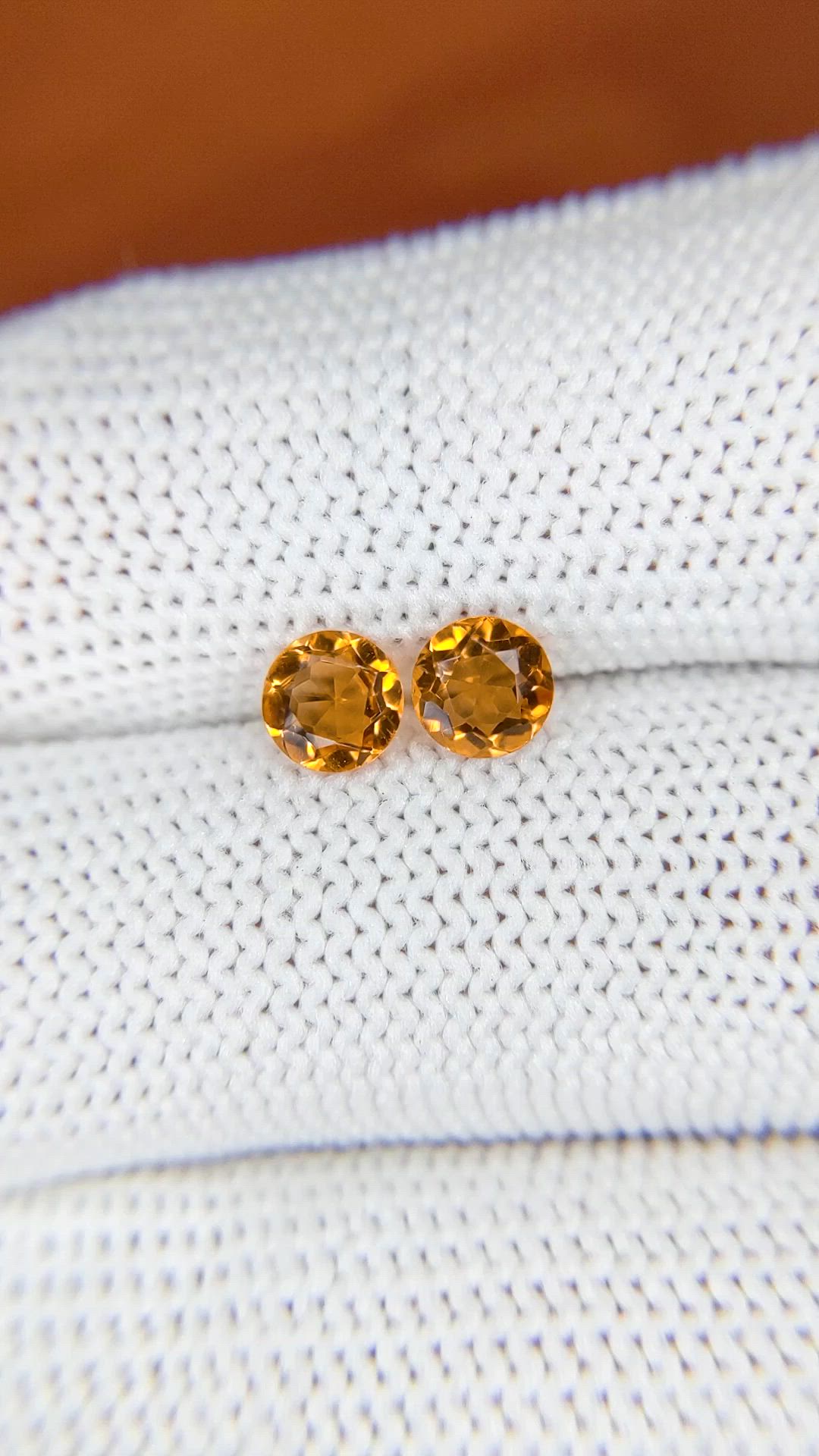 0.78&nbsp;Ct.Tw.Total Carat Weight Yellowish Orange Madeira Citrine Pair from Brazil Size Video