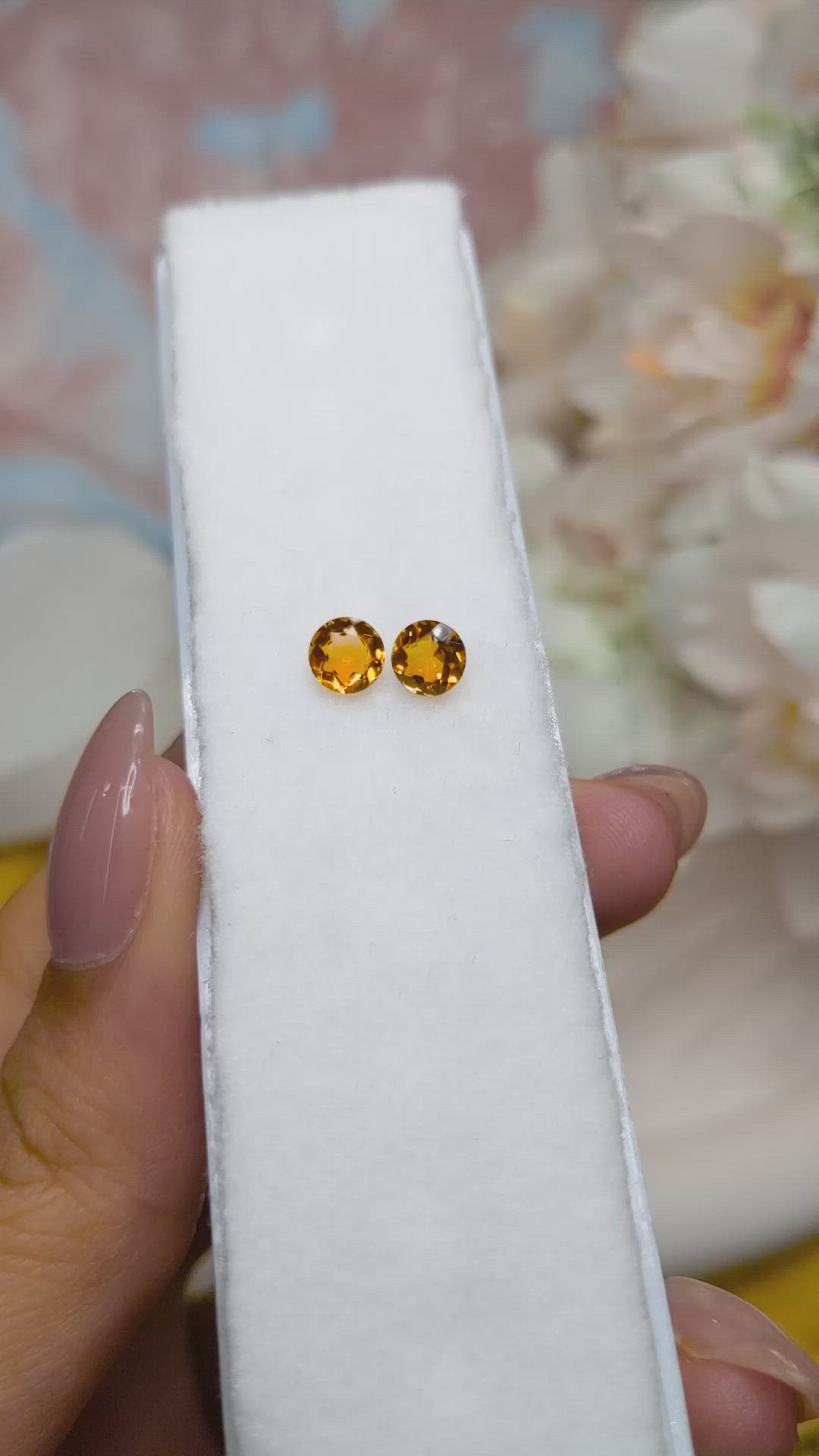 0.78&nbsp;Ct.Tw.Total Carat Weight Yellowish Orange Madeira Citrine Pair from Brazil Size Video