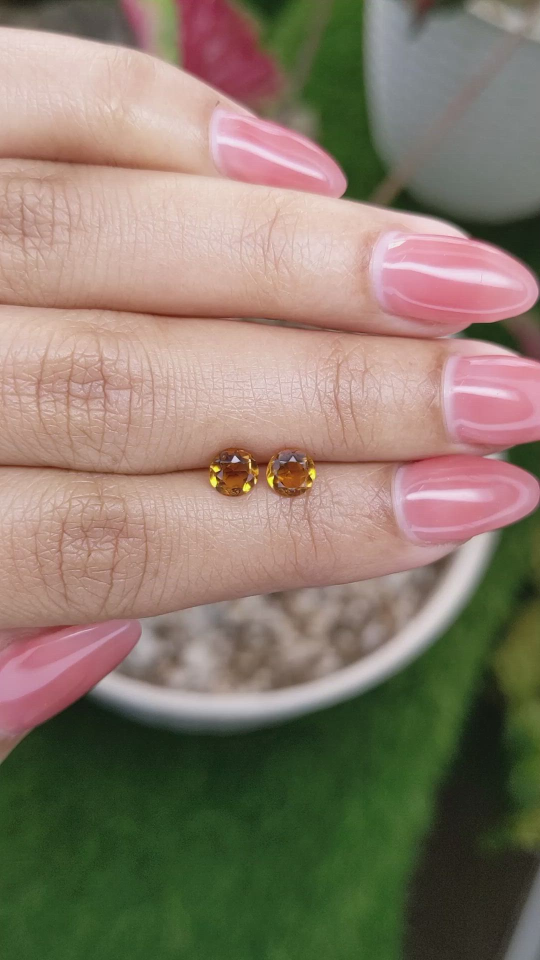 0.87 Ct.Tw.Total Carat Weight Orange Madeira Citrine Pair from Brazil Size Video