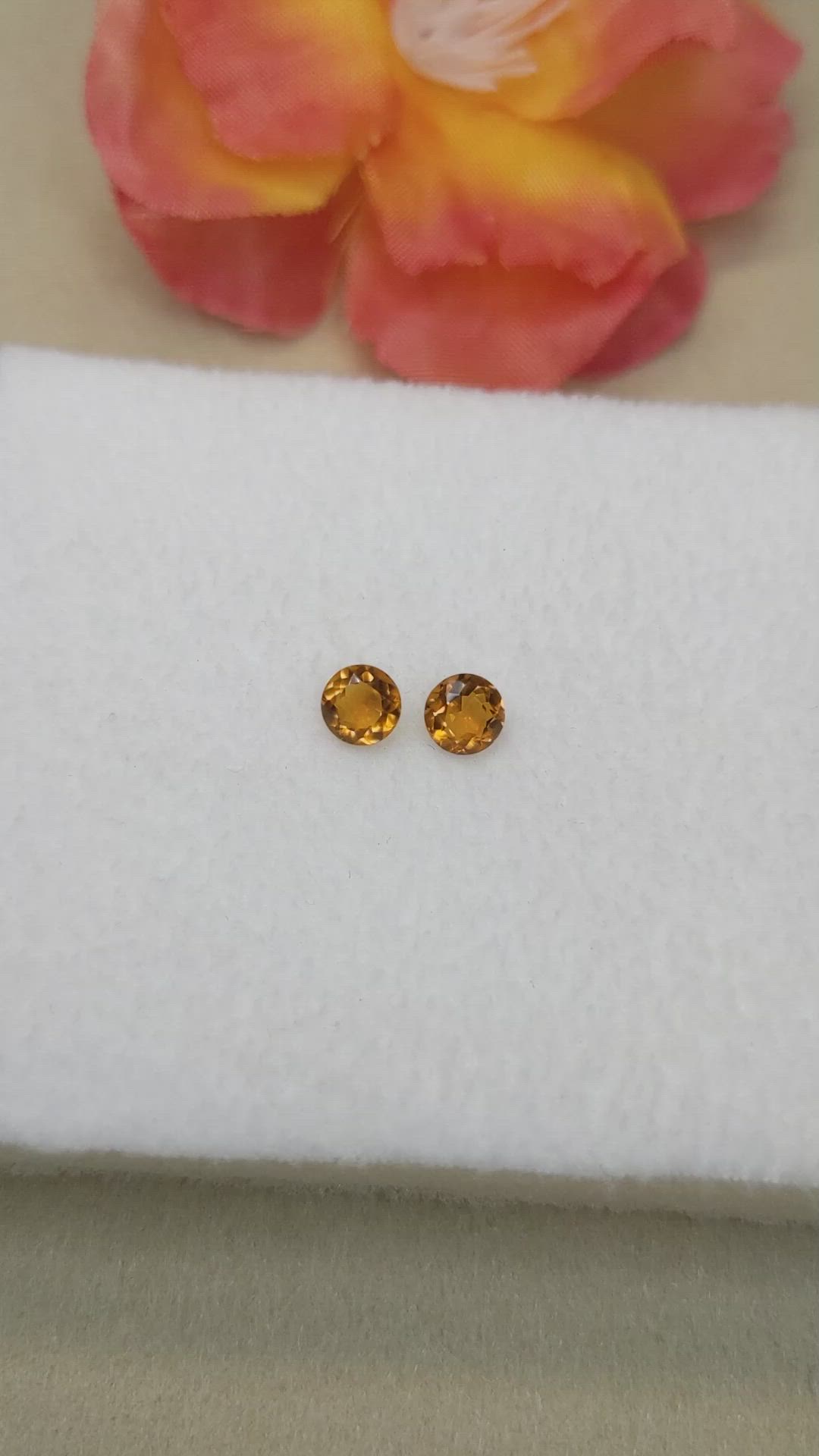 0.87 Ct.Tw.Total Carat Weight Orange Madeira Citrine Pair from Brazil Size Video