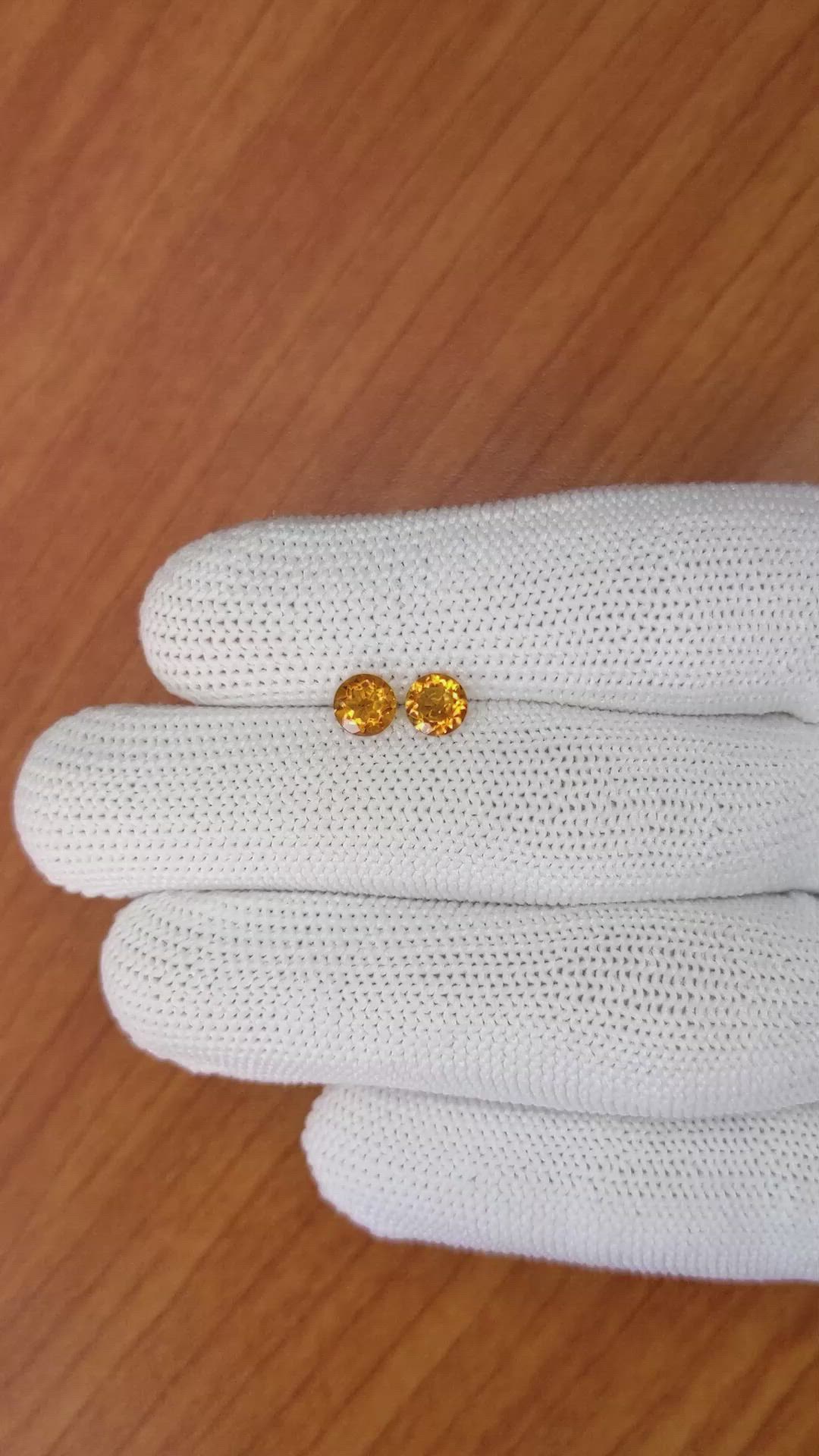 0.91&nbsp;Ct.Tw.Total Carat Weight Orange Madeira Citrine Pair from Brazil Size Video
