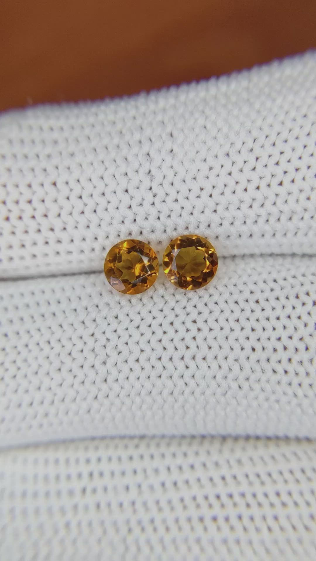 0.91&nbsp;Ct.Tw.Total Carat Weight Orange Madeira Citrine Pair from Brazil Size Video