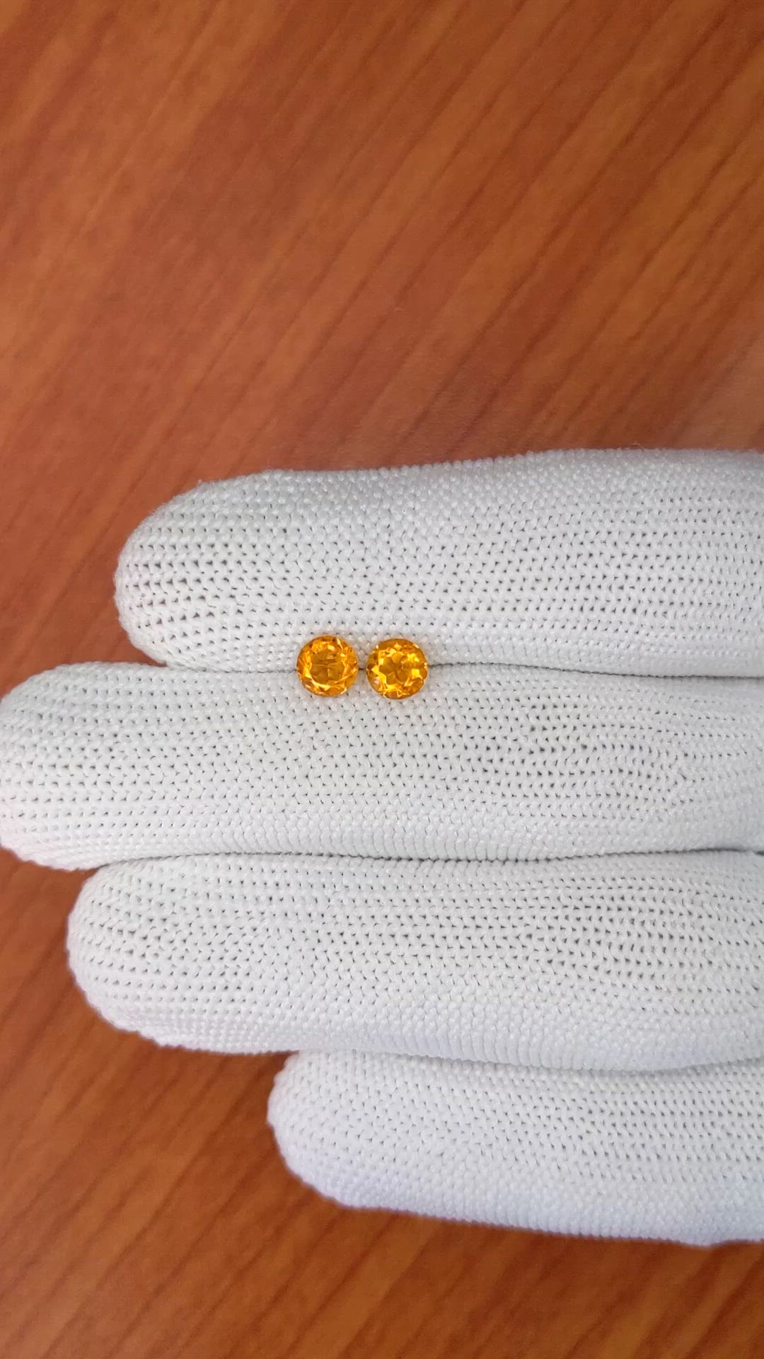 0.89&nbsp;Ct.Tw.Total Carat Weight Orange Madeira Citrine Pair from Brazil Size Video