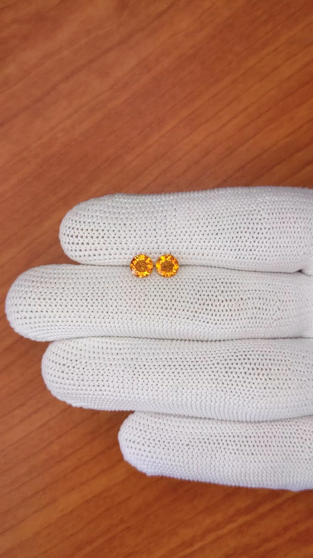 0.80&nbsp;Ct.Tw.Total Carat Weight Orange Madeira Citrine Pair from Brazil Size Video