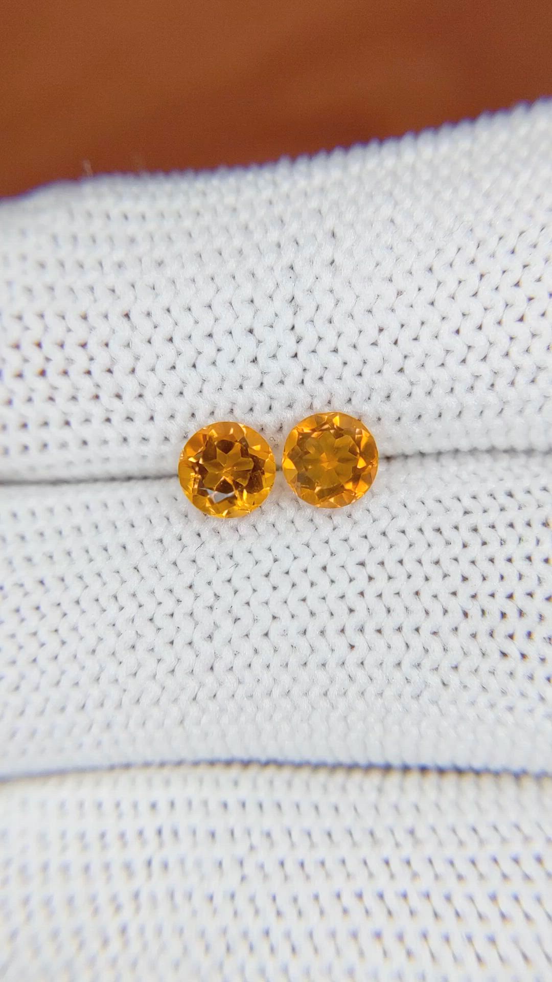 0.86&nbsp;Ct.Tw.Total Carat Weight Yellowish Orange Madeira Citrine Pair from Brazil Size Video