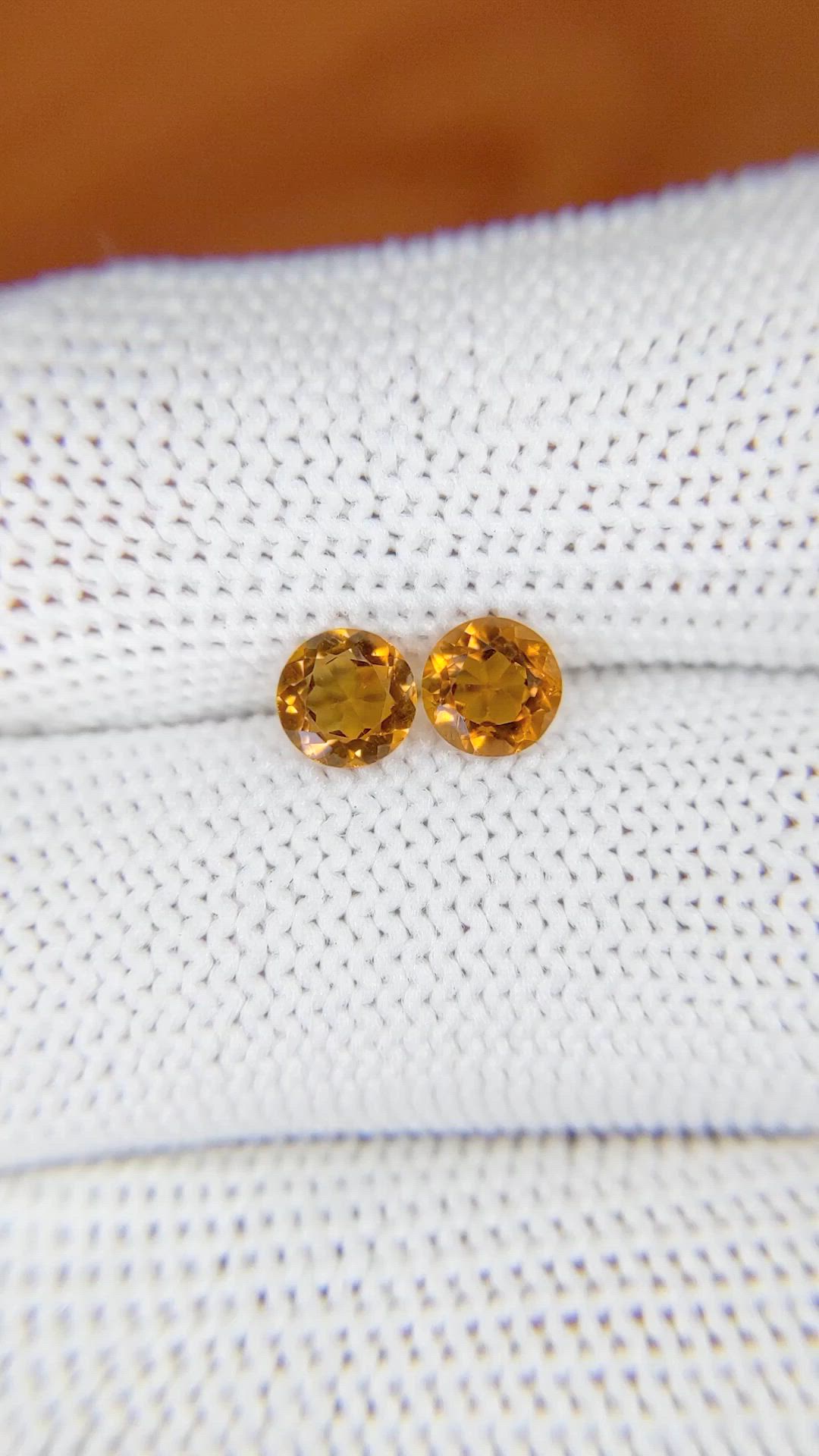 0.85&nbsp;Ct.Tw.Total Carat Weight Orange Madeira Citrine Pair from Brazil Size Video