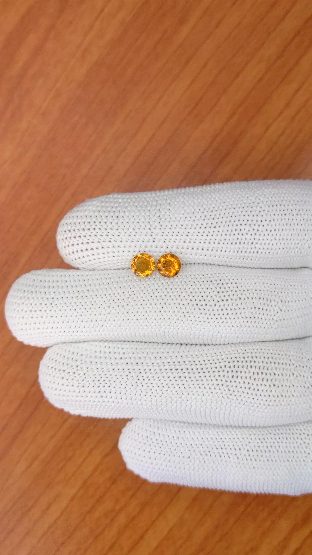 0.85&nbsp;Ct.Tw.Total Carat Weight Orange Madeira Citrine Pair from Brazil Size Video