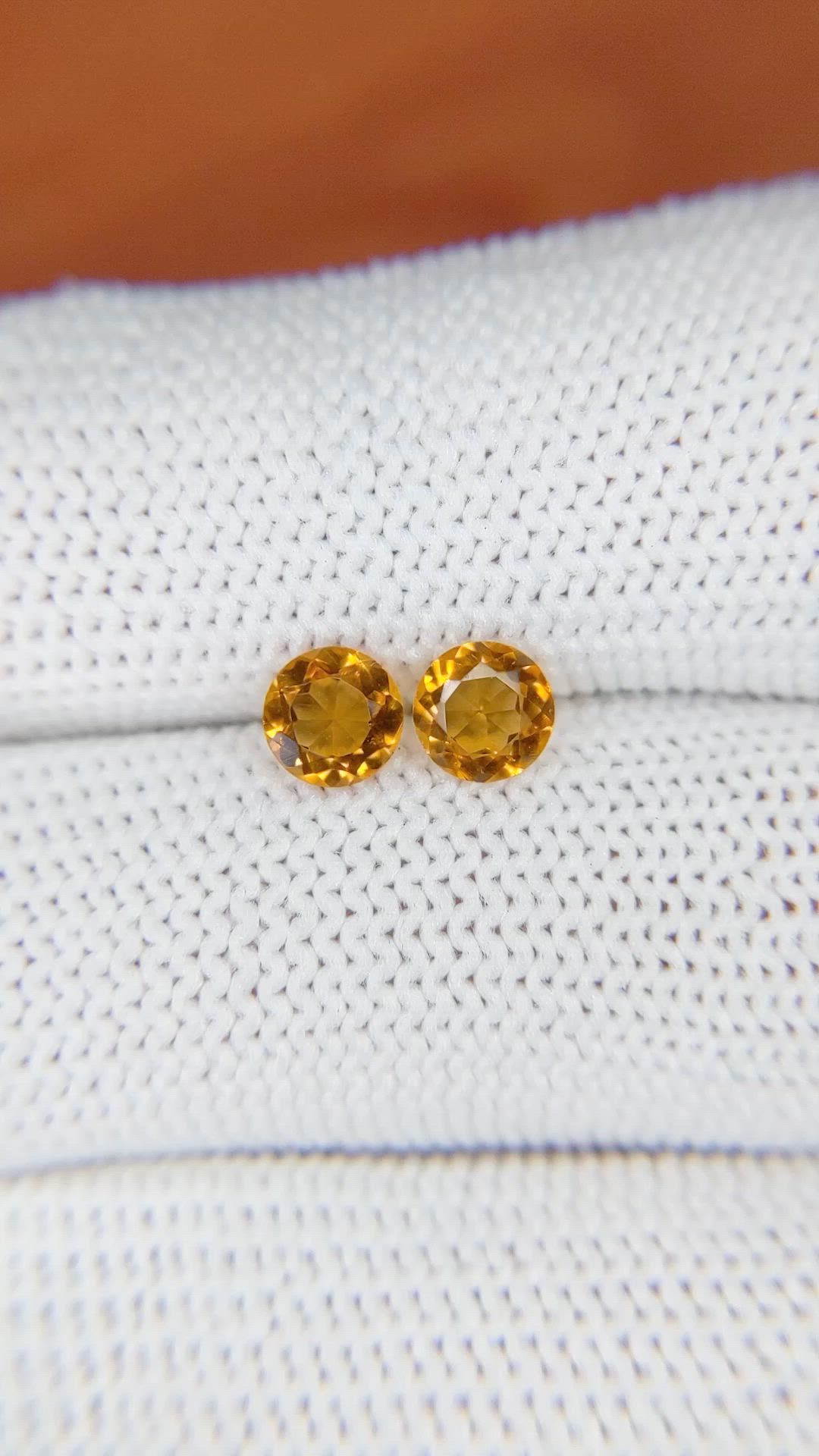 0.82&nbsp;Ct.Tw.Total Carat Weight Orangish Yellow Madeira Citrine Pair from Brazil Size Video