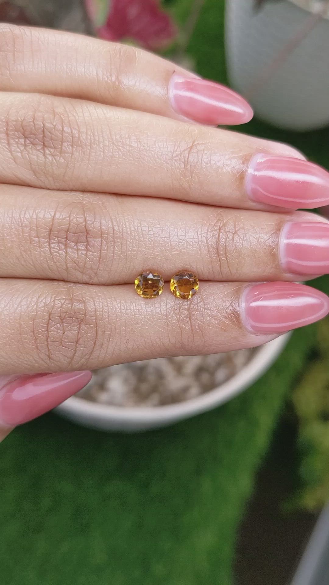 0.82 Ct.Tw.Total Carat Weight Yellowish Orange Madeira Citrine Pair from Brazil Size Video