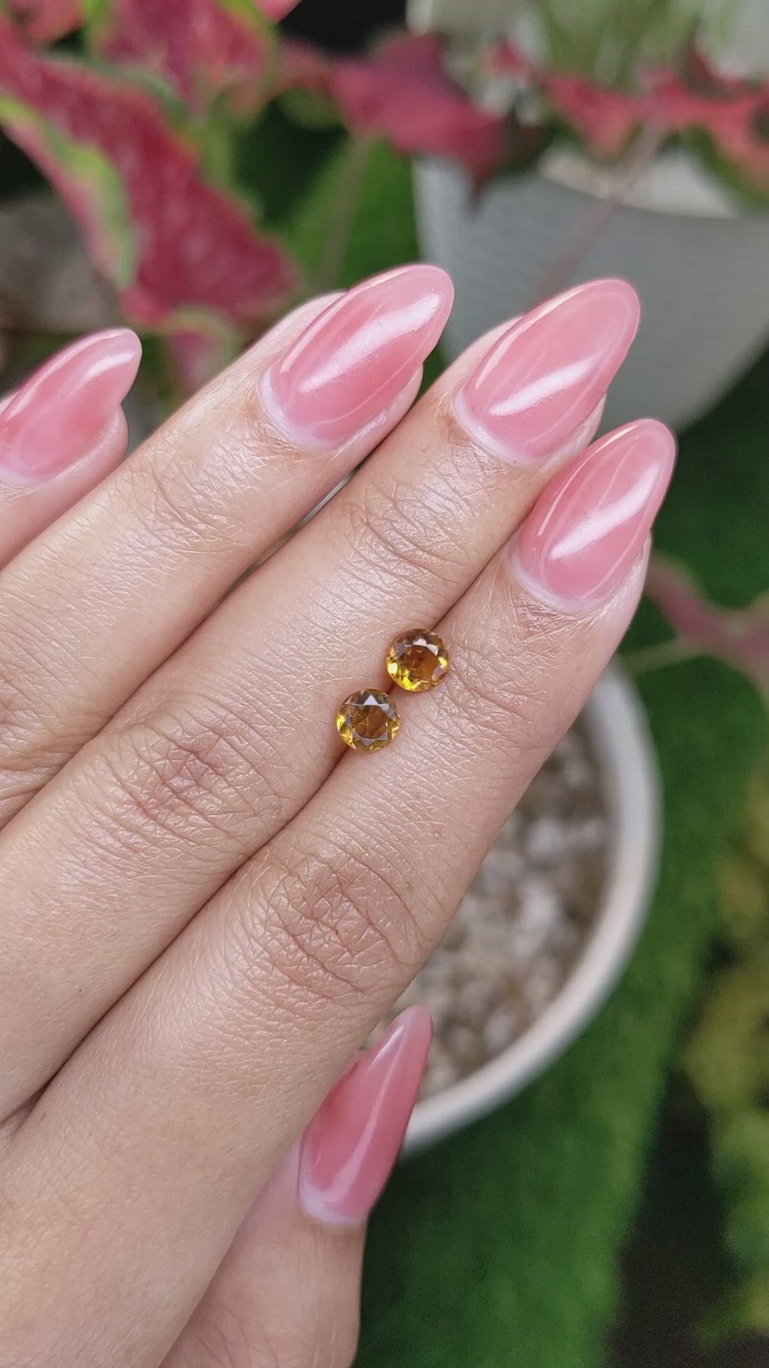 0.82 Ct.Tw.Total Carat Weight Yellowish Orange Madeira Citrine Pair from Brazil Size Video