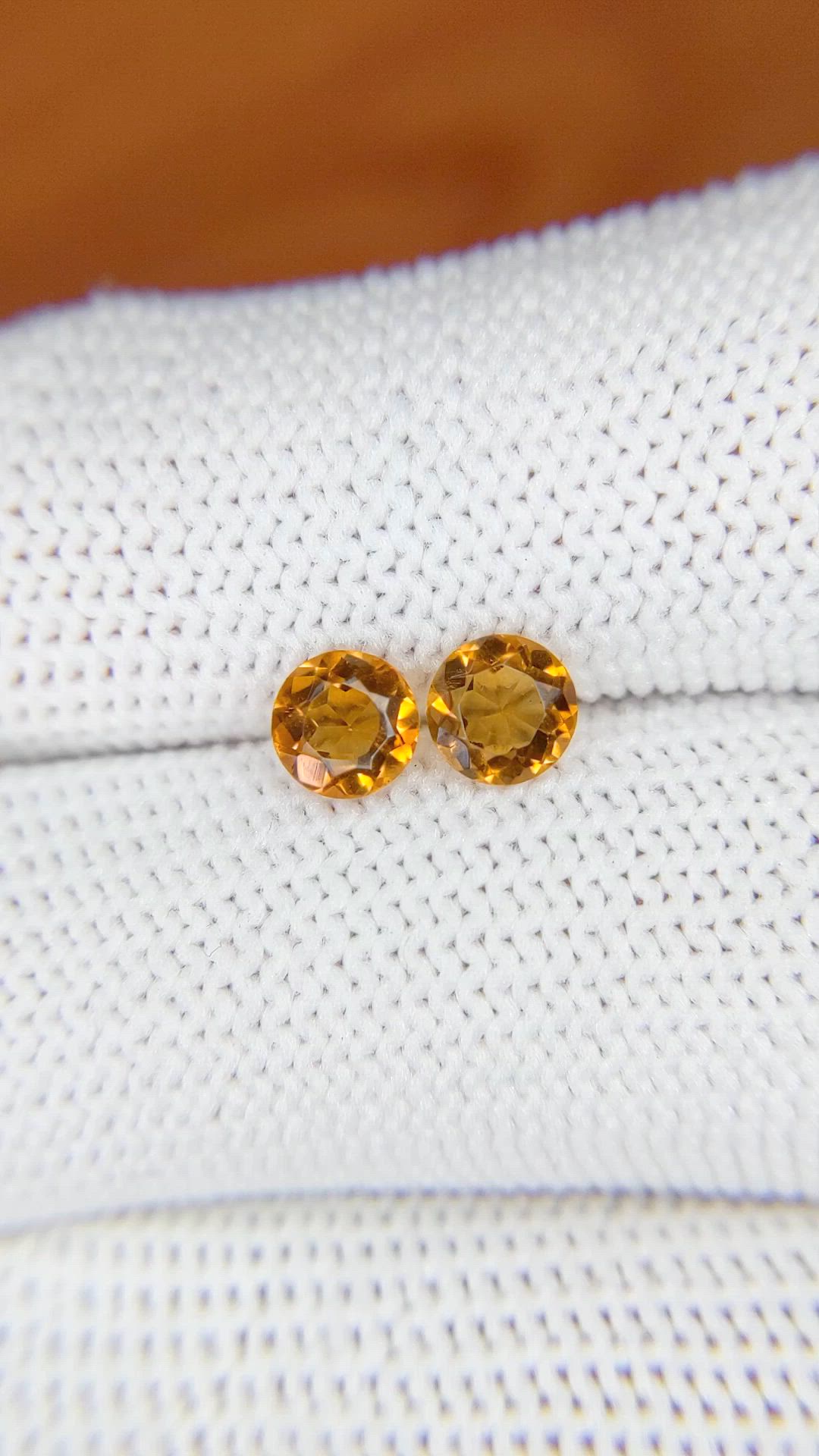 0.82 Ct.Tw.Total Carat Weight Yellowish Orange Madeira Citrine Pair from Brazil Size Video