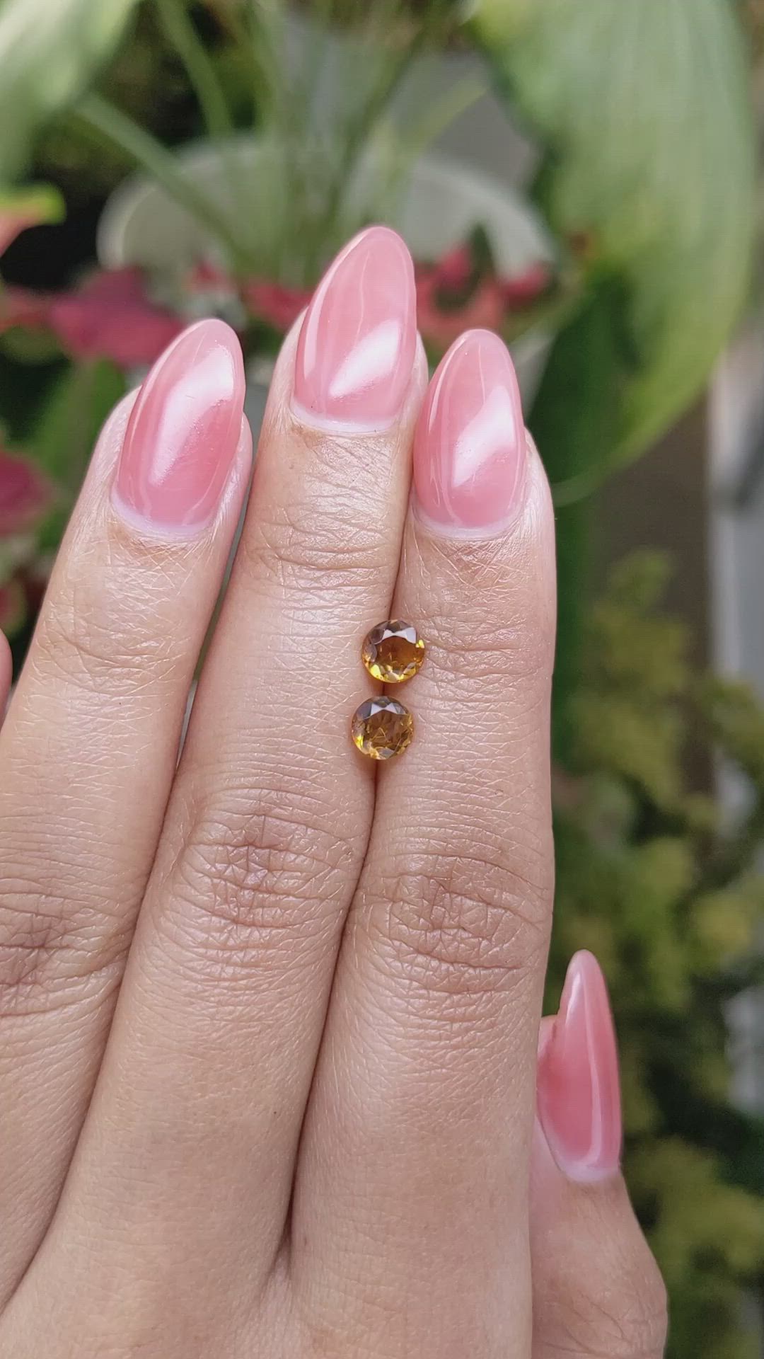 0.82 Ct.Tw.Total Carat Weight Yellowish Orange Madeira Citrine Pair from Brazil Size Video