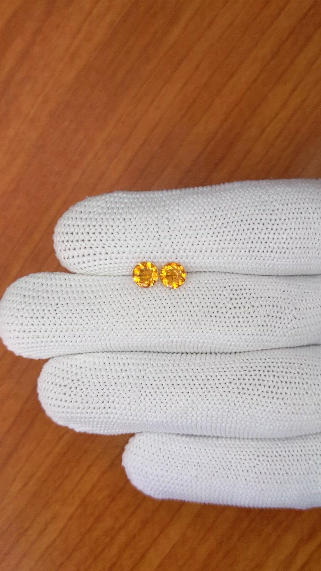 0.81&nbsp;Ct.Tw.Total Carat Weight Yellowish Orange Madeira Citrine Pair from Brazil Size Video