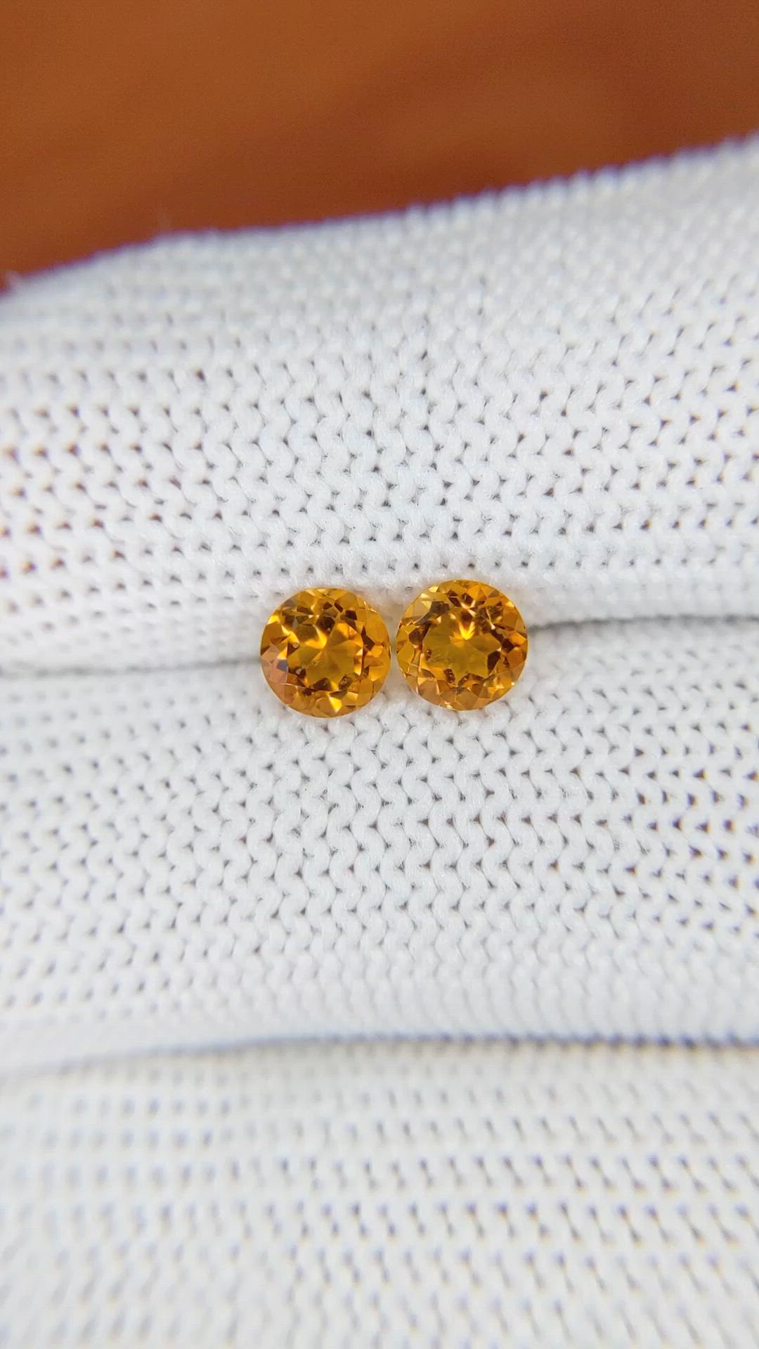 0.96&nbsp;Ct.Tw.Total Carat Weight Yellowish Orange Madeira Citrine Pair from Brazil Size Video