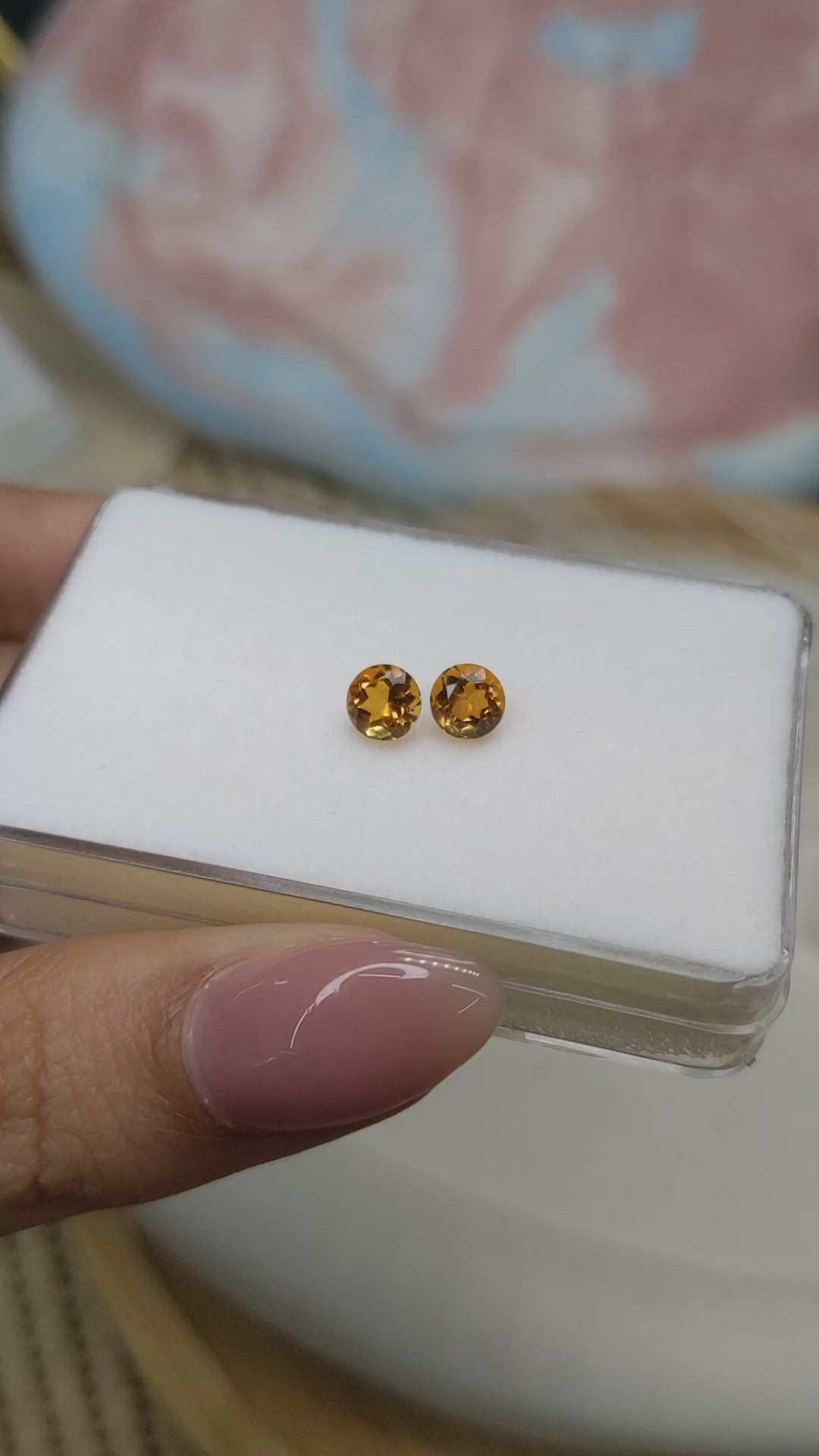 0.93 Ct.Tw.Total Carat Weight Yellowish Orange Madeira Citrine Pair from Brazil Size Video